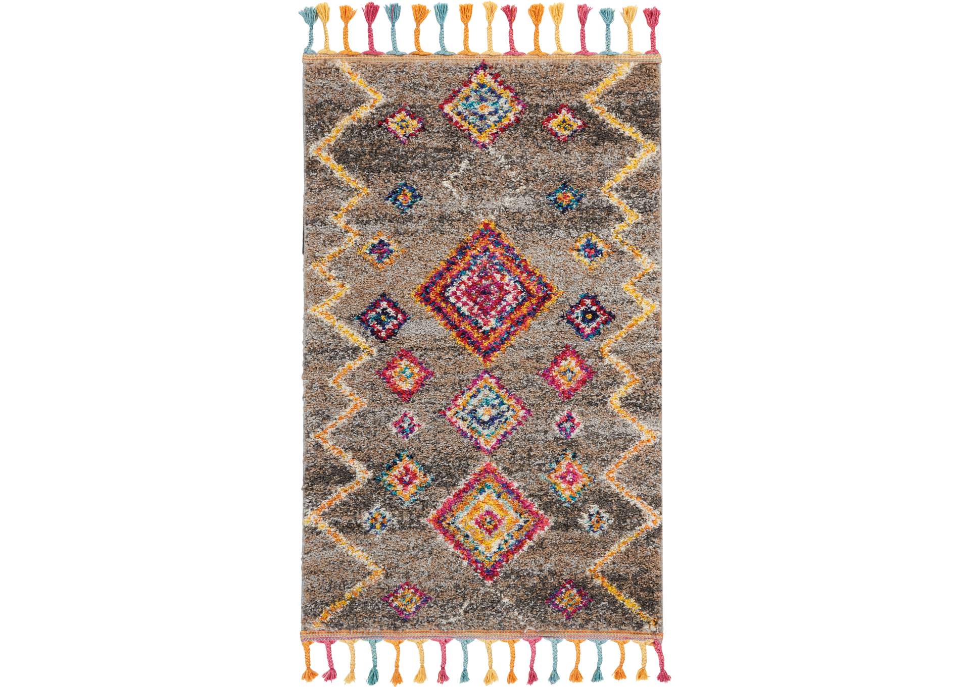Nourison Nomad 2' X 4' Grey Multicolor Scandinavian Area Rug,Nourison