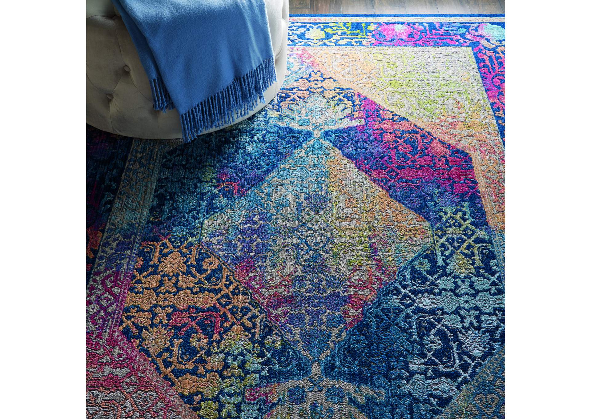 Nourison Ankara Global ANR04 Blue Multicolor 4'x6' Boho Area Rug,Nourison