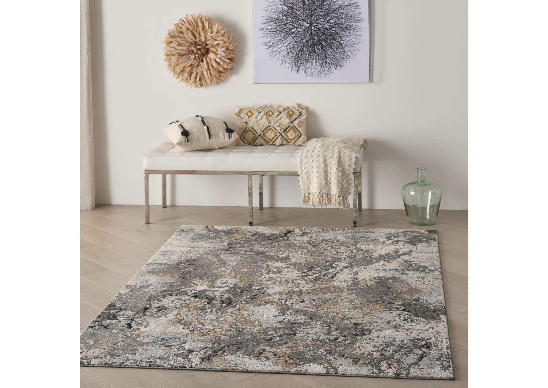 Nourison Tangra 4'x6' Grey Multi Area Rug,Nourison