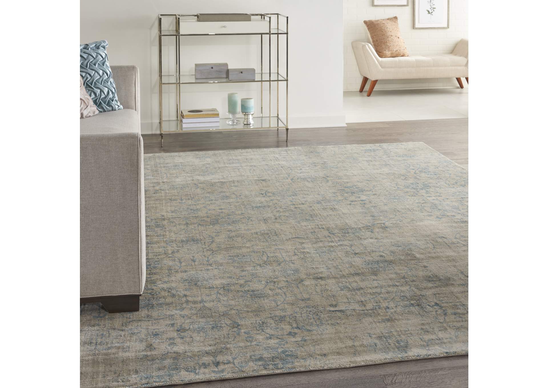 kathy ireland Home Desert Skies DSK06 Beige and Blue 8'x11' Oversized Rug,Nourison