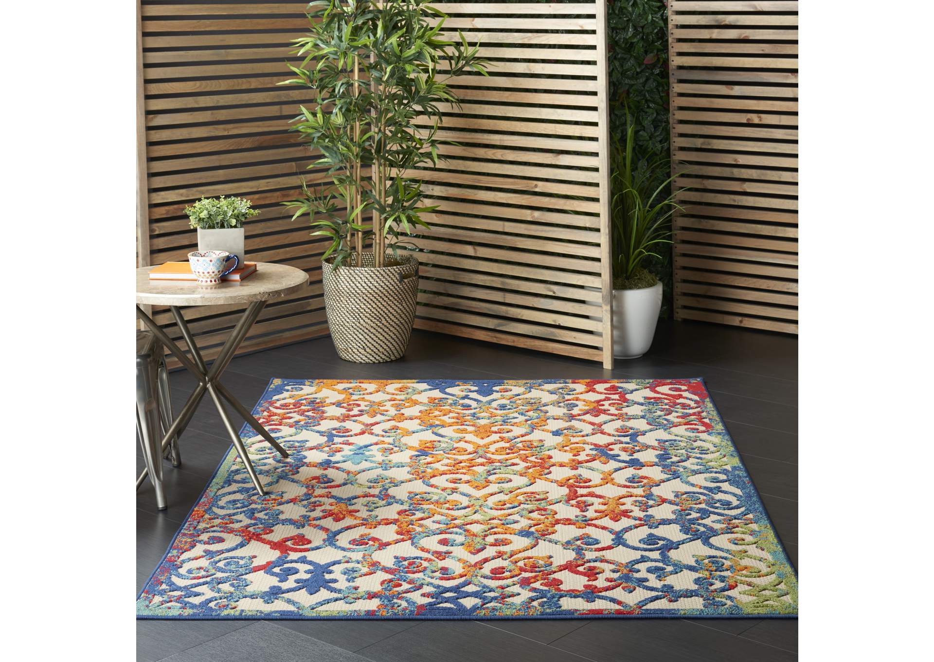Nourison Aloha ALH21 4'x6' Multicolor Easy-care Indoor-outdoor Rug,Nourison