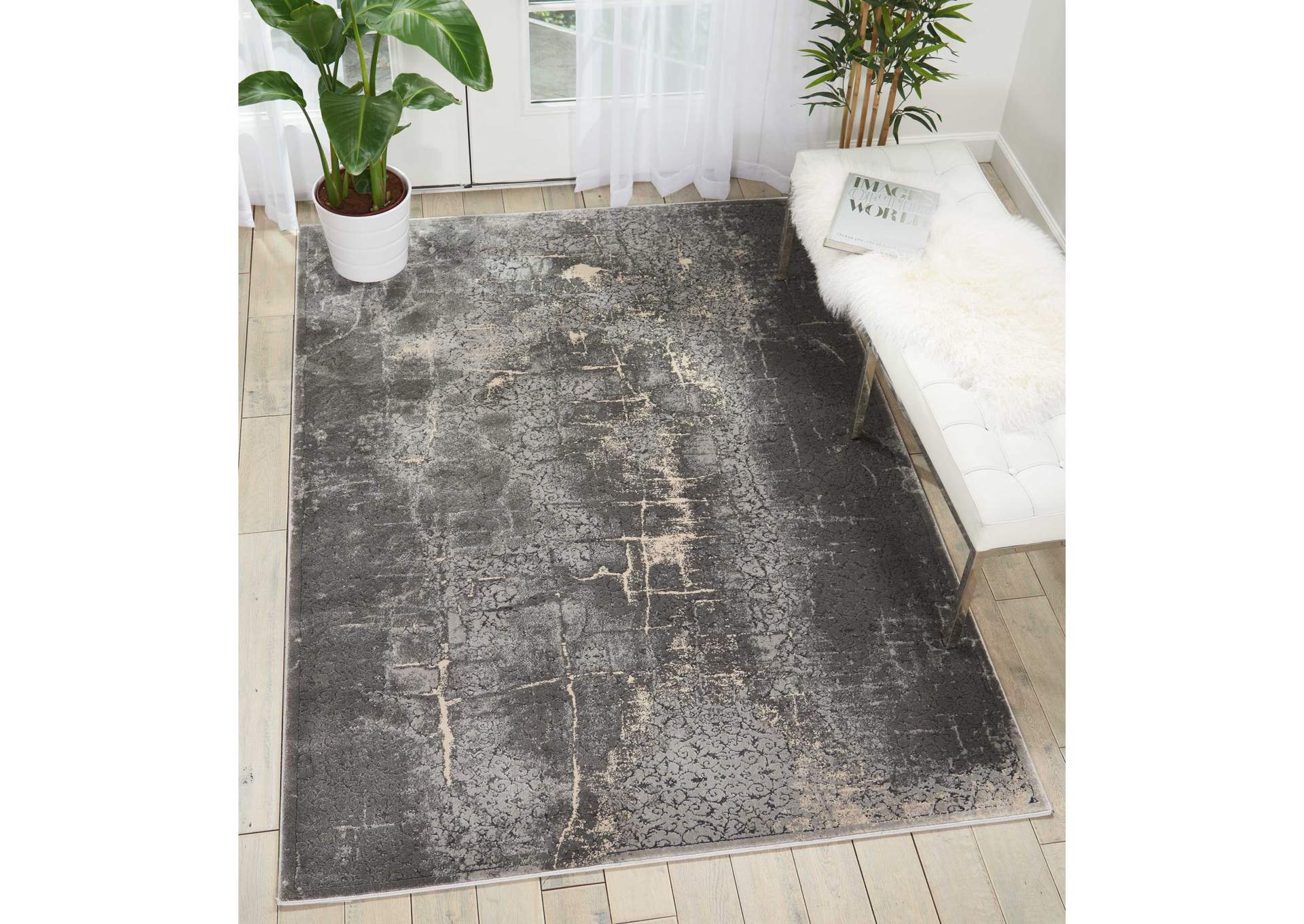 kathy ireland Home Heritage KI353 Charcoal Grey 8'x11' Oversized Rug,Nourison