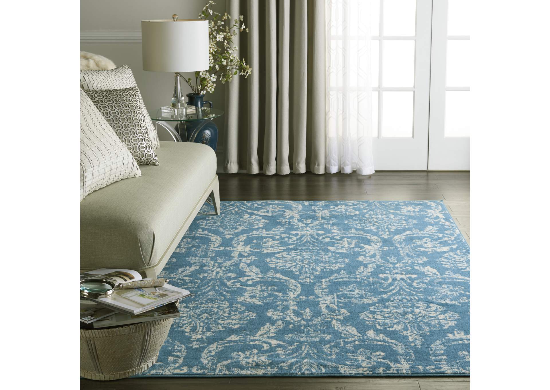 Nourison Jubilant JUB09 Blue 4'x6' Farmhouse Area Rug,Nourison