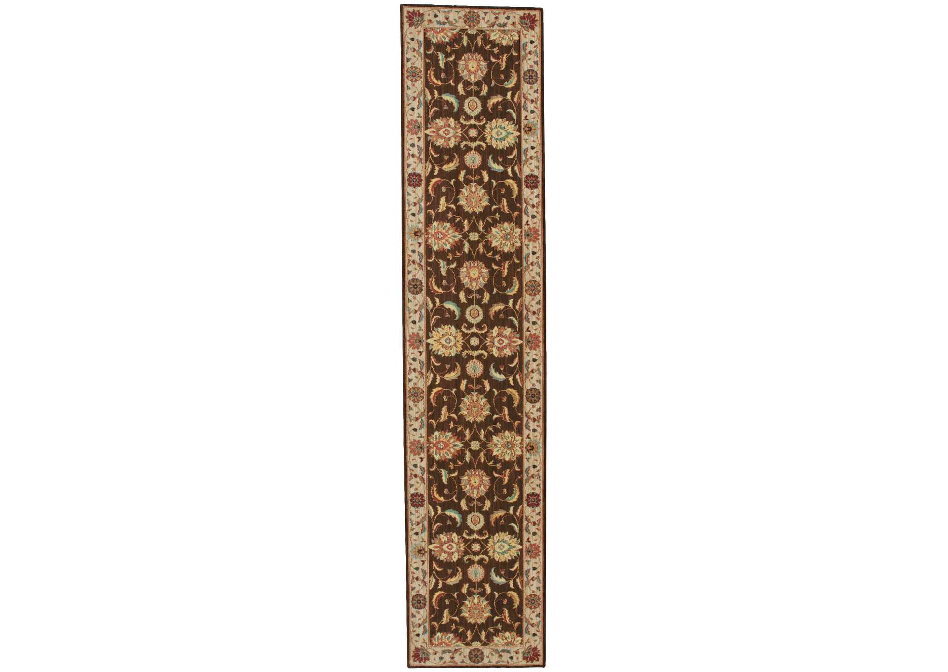 Nourison Living Treasures LI04 Brown 12' Runner Hallway Rug,Nourison