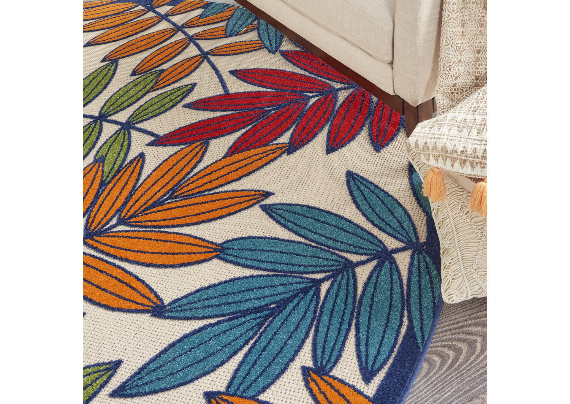 Nourison Aloha ALH18 Multicolor 8'xRound Indoor-outdoor Rug,Nourison