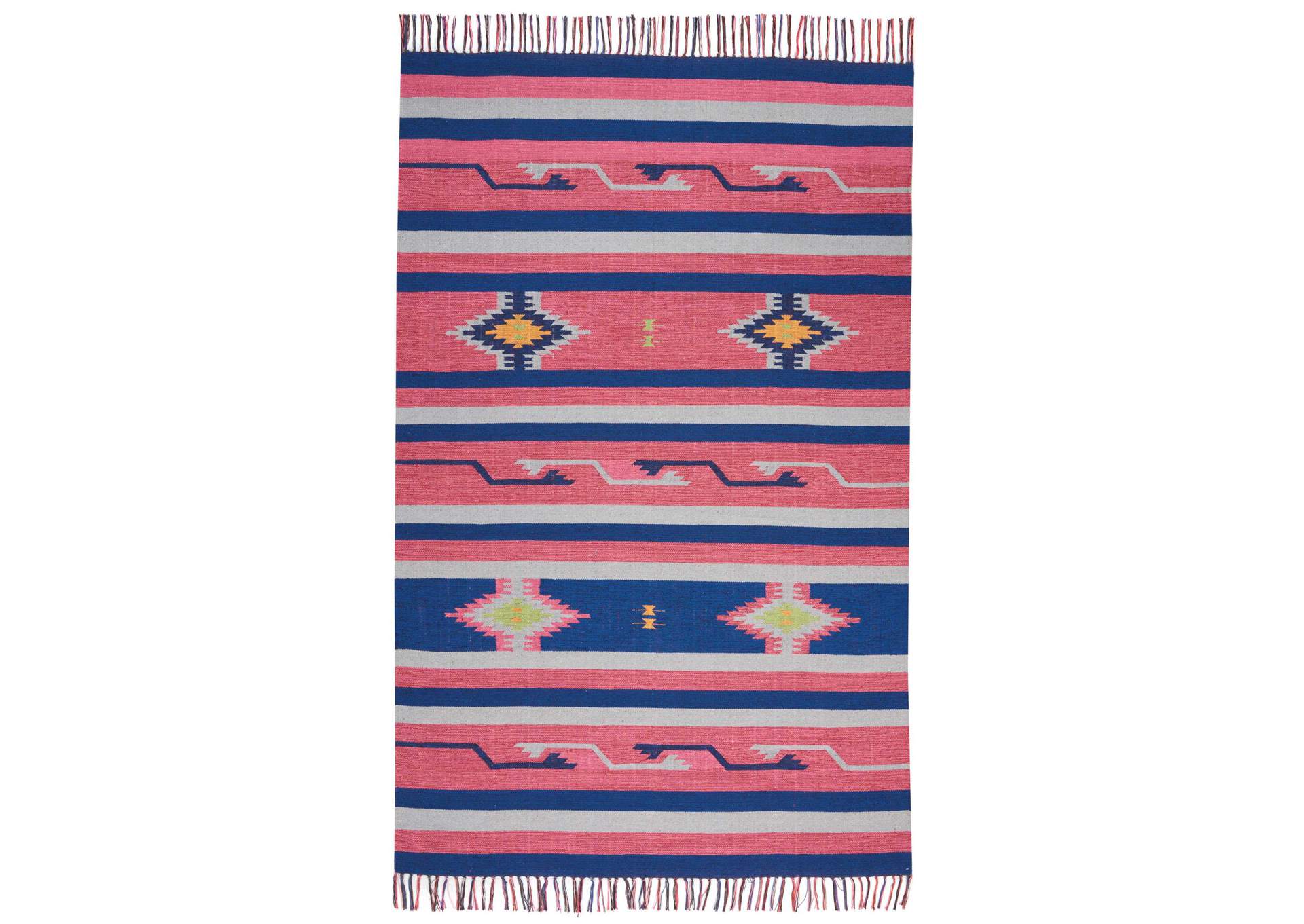 Nourison Baja BAJ01 Pink and Blue 5'x7' Southwestern Area Rug,Nourison