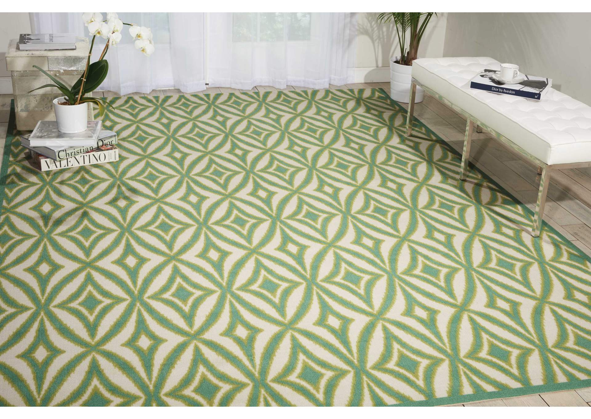 Waverly Sun N Shade SND19 Green 8'x11' Rug,Nourison