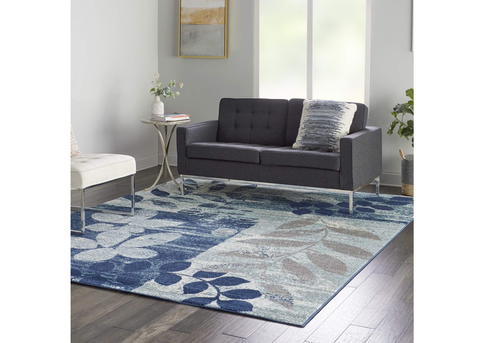 Nourison Tranquil TRA01 Navy Blue 9'x12' Oversized Rug,Nourison