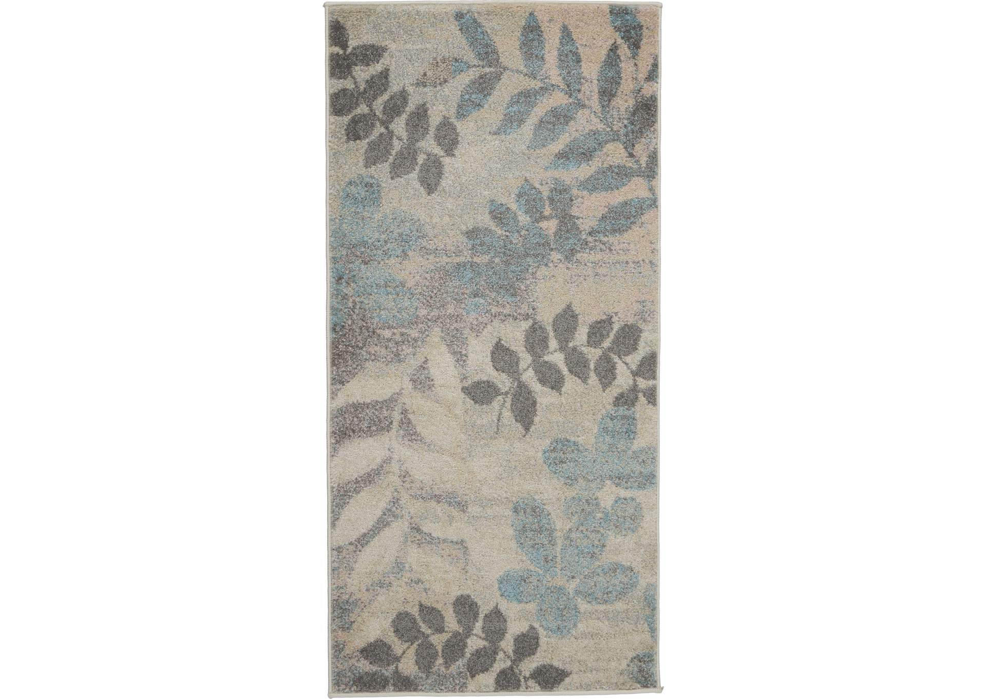 Nourison Tranquil 2' x 4' White and Blue Farmhouse Small Rug,Nourison