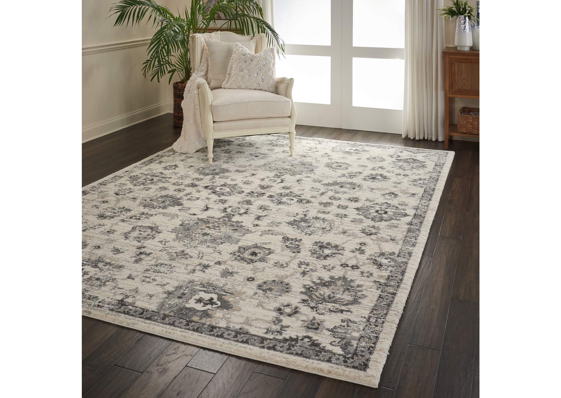 Nourison Fusion FSS15 Cream and Grey 10'x13' Oversized Plush Shag Rug,Nourison