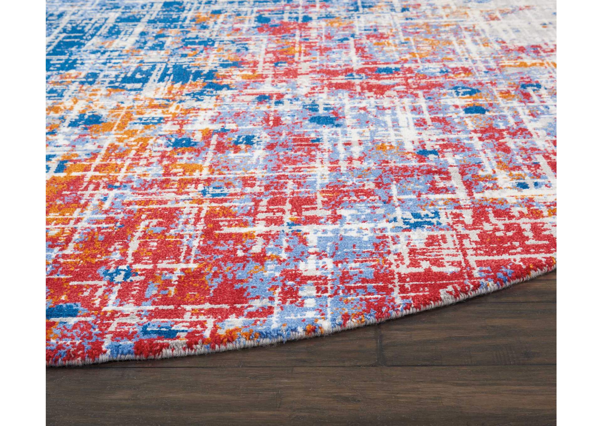 Nourison Twilight TWI25 Red and Blue 8' Round Large Rug,Nourison