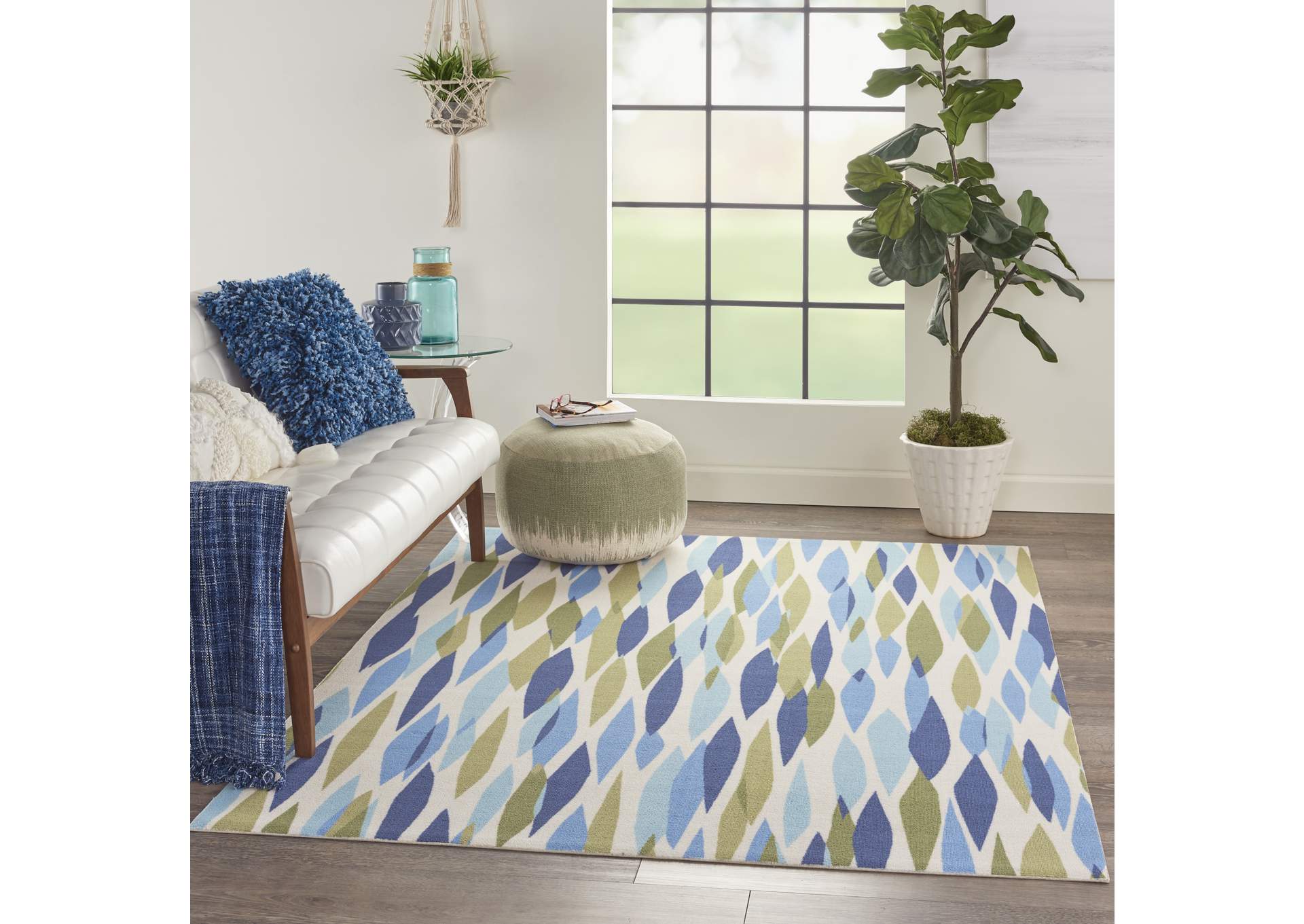 Waverly Sun N Shade SND01 Green 4'x6' Area Rug,Nourison