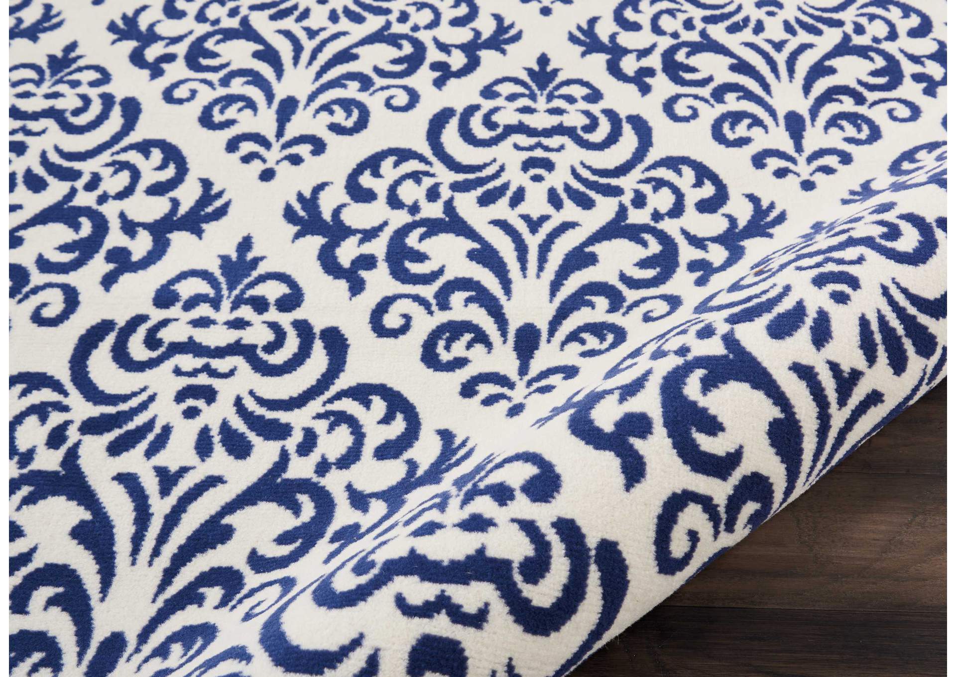 Nourison Grafix GRF06 Navy Blue and White 8'x10' Large Rug,Nourison