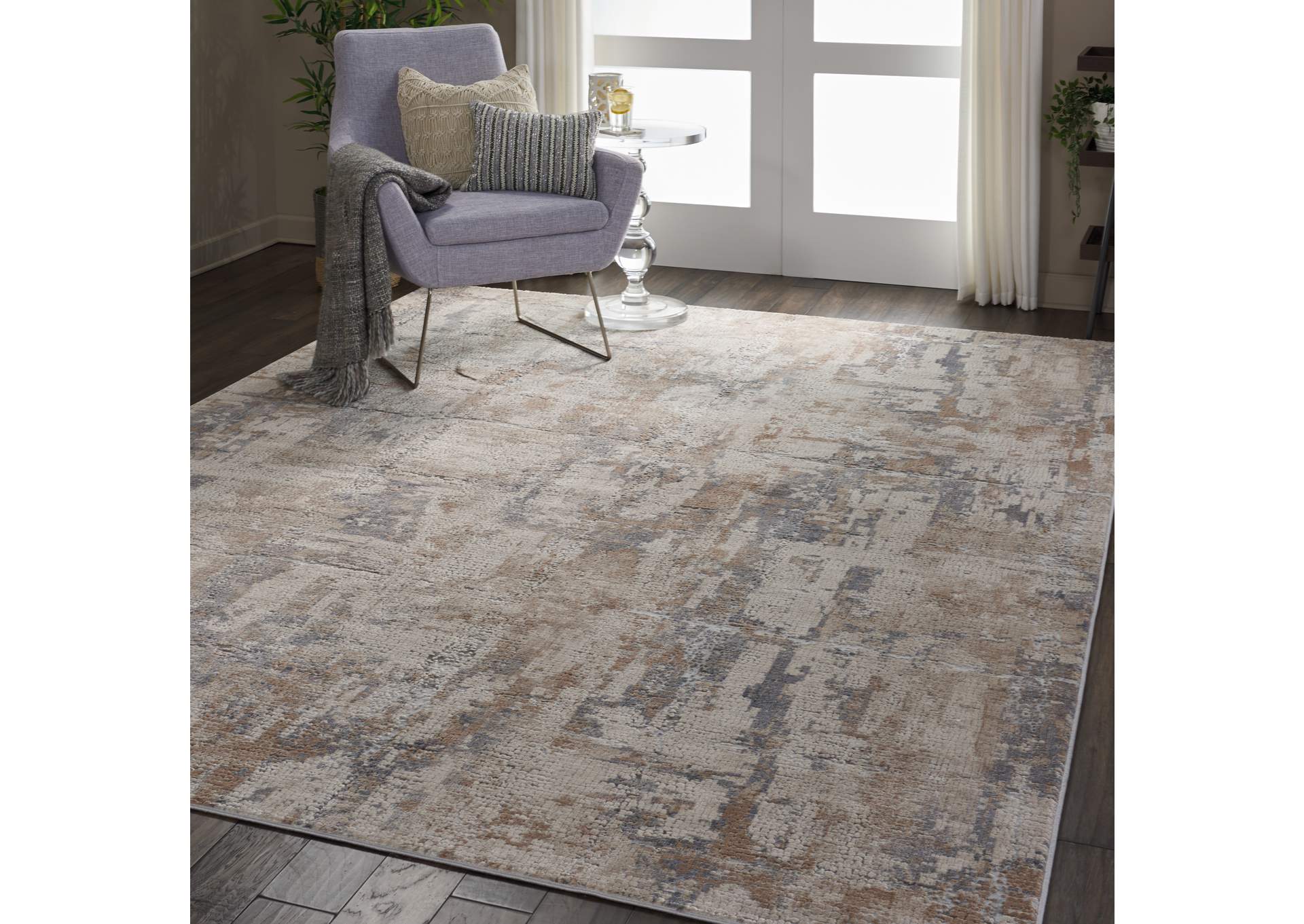 Nourison Rustic Textures RUS06 Beige and Grey 9'x13' Oversized Rug,Nourison