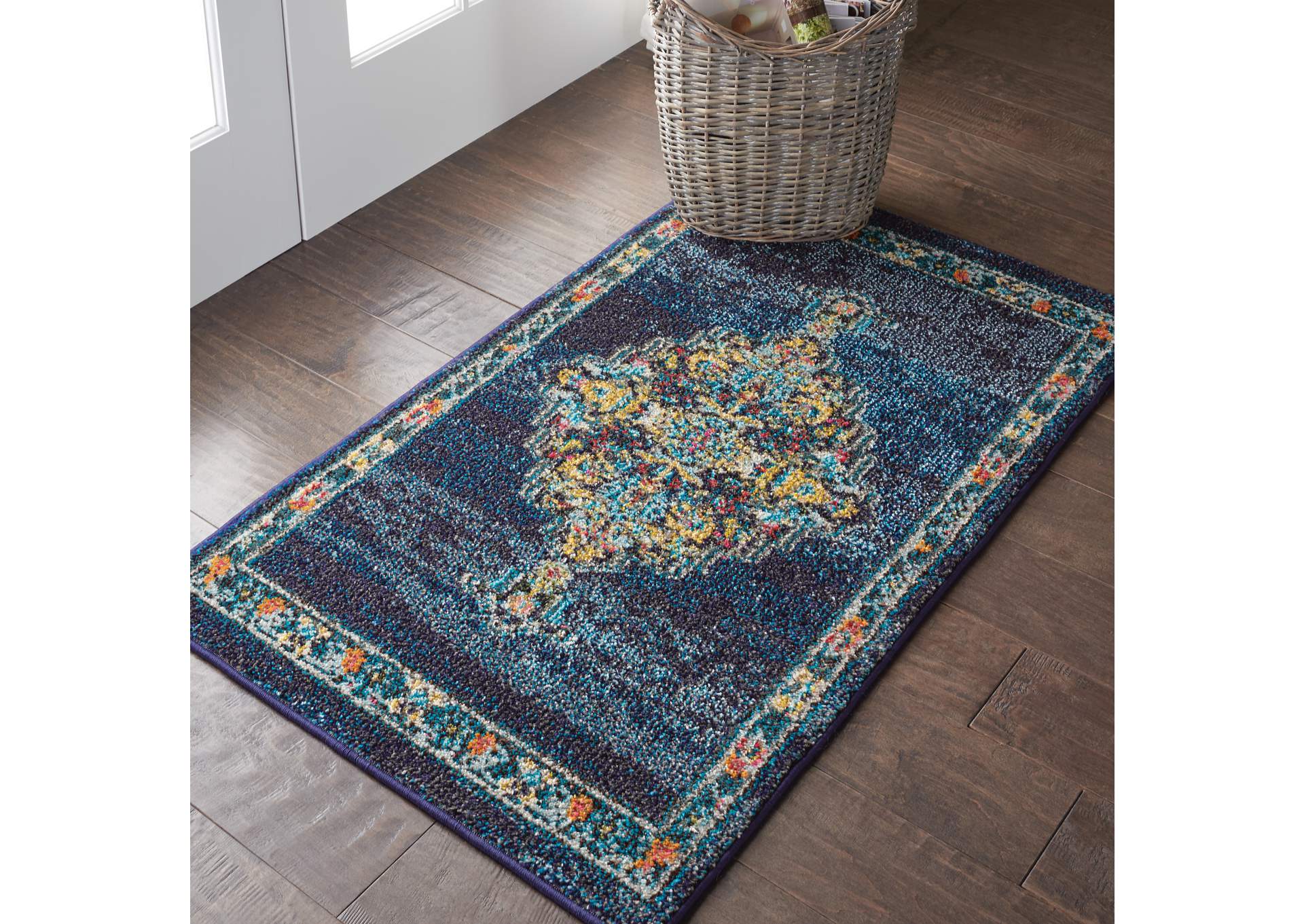 Nourison Passionate 2' X 4' Dark Blue Multicolor Kashan Area Rug,Nourison