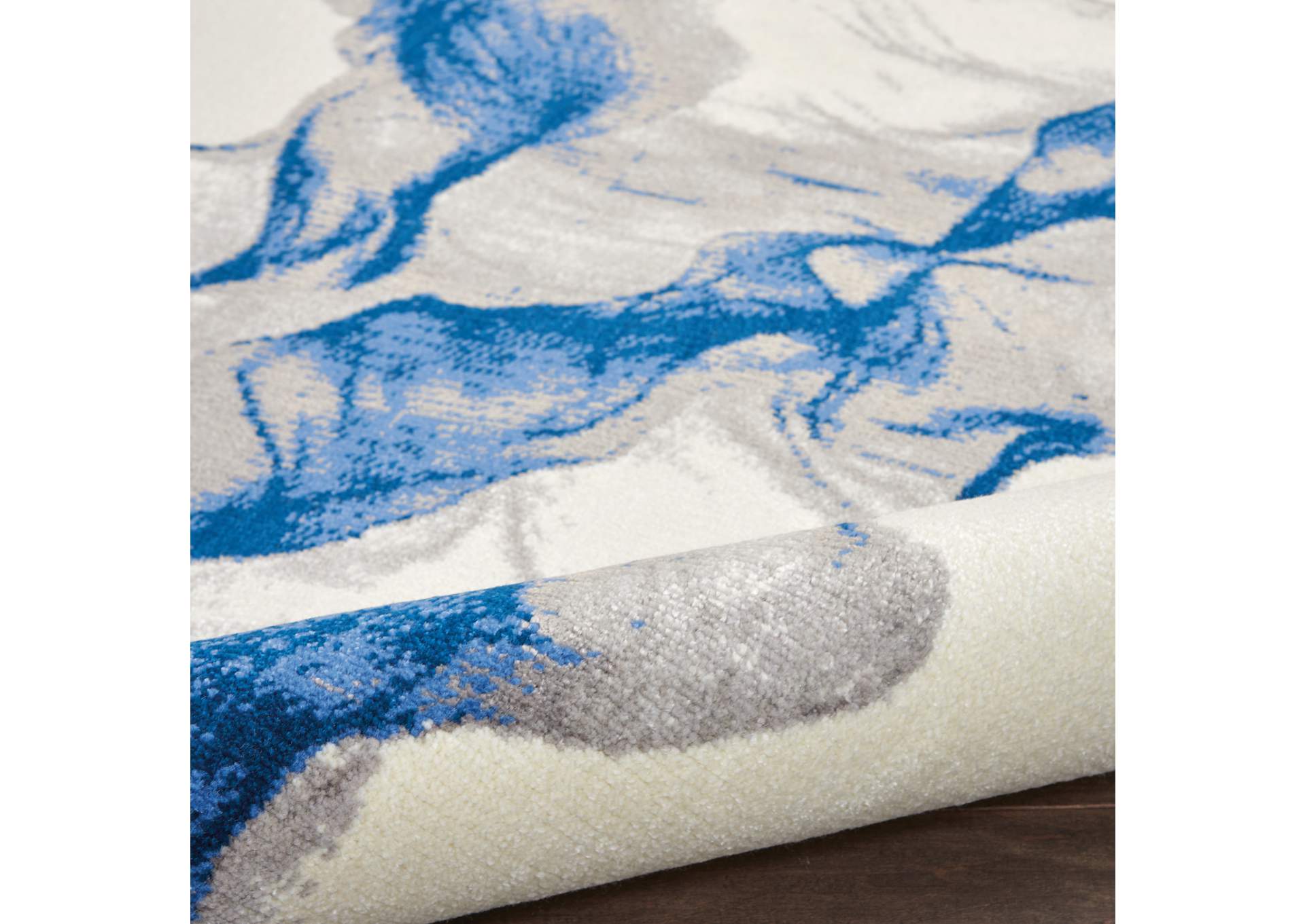 Nourison Twilight TWI27 Ivory and Blue 6'x8' Contemporary Area Rug,Nourison