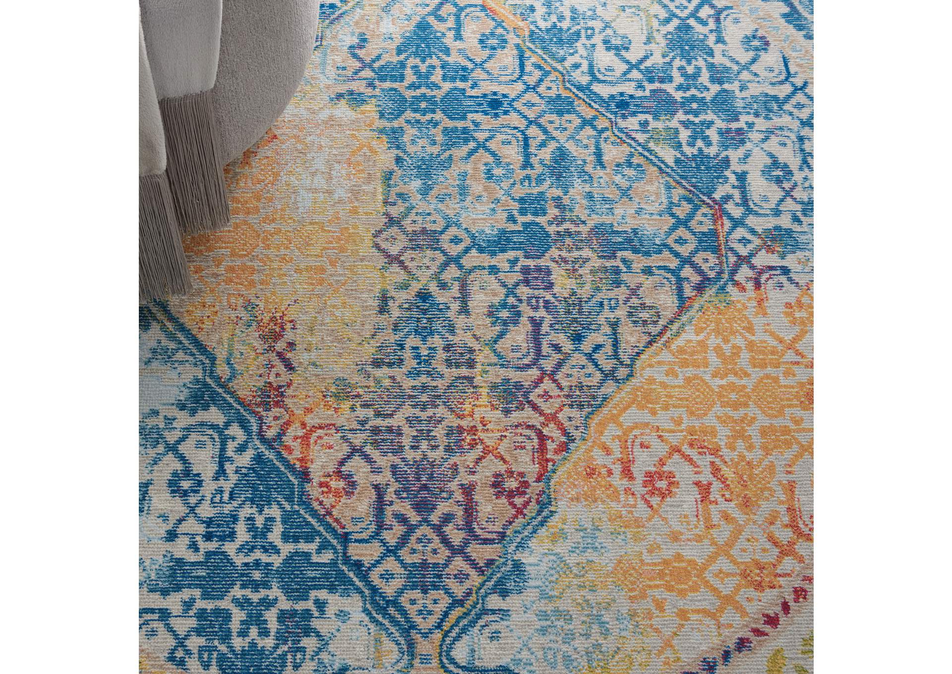 Nourison Ankara Global ANR04 Multicolor 4' Round Boho Area Rug,Nourison