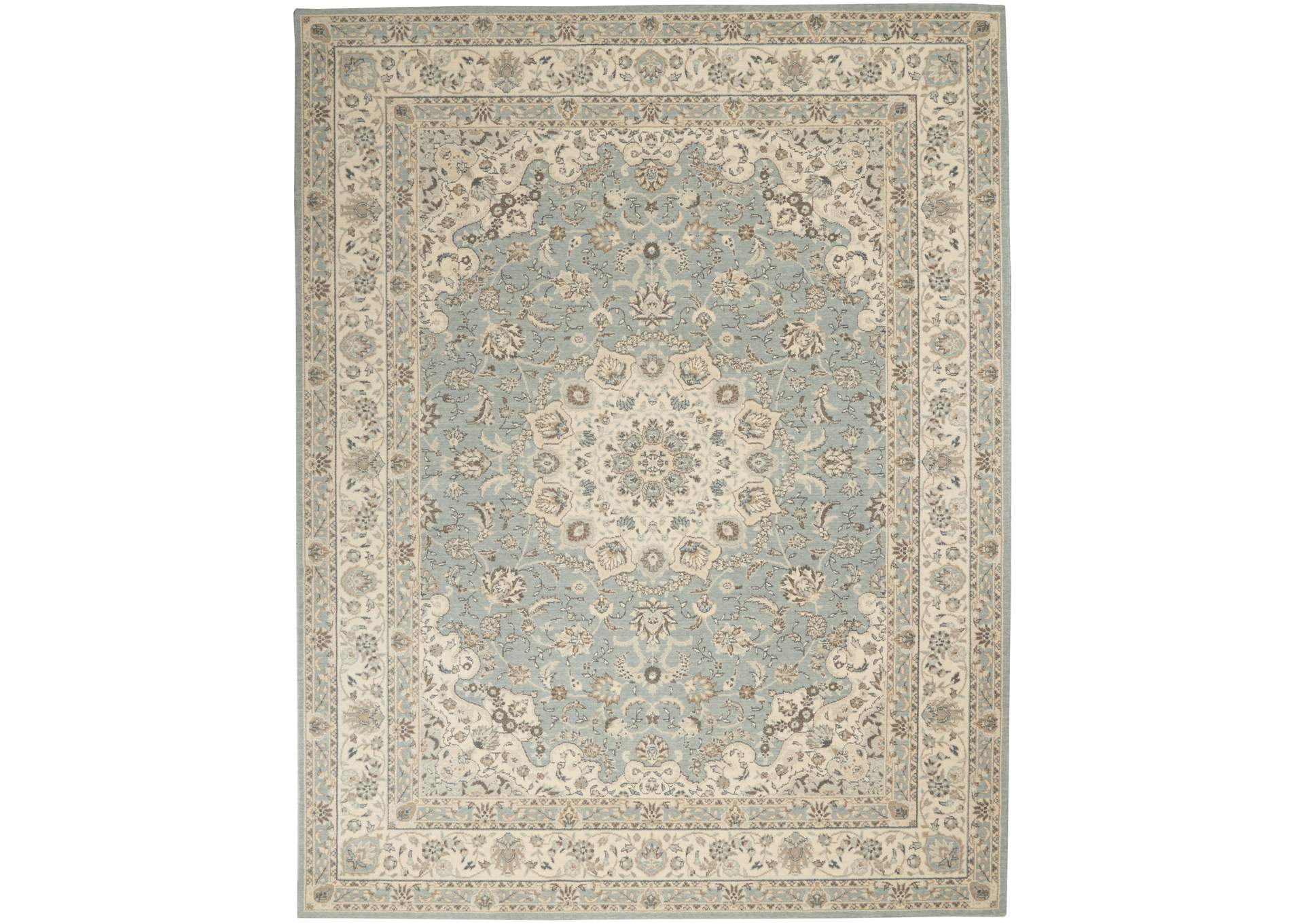 Nourison Living Treasures 8' x 10' Aqua and Ivory Area Rug,Nourison