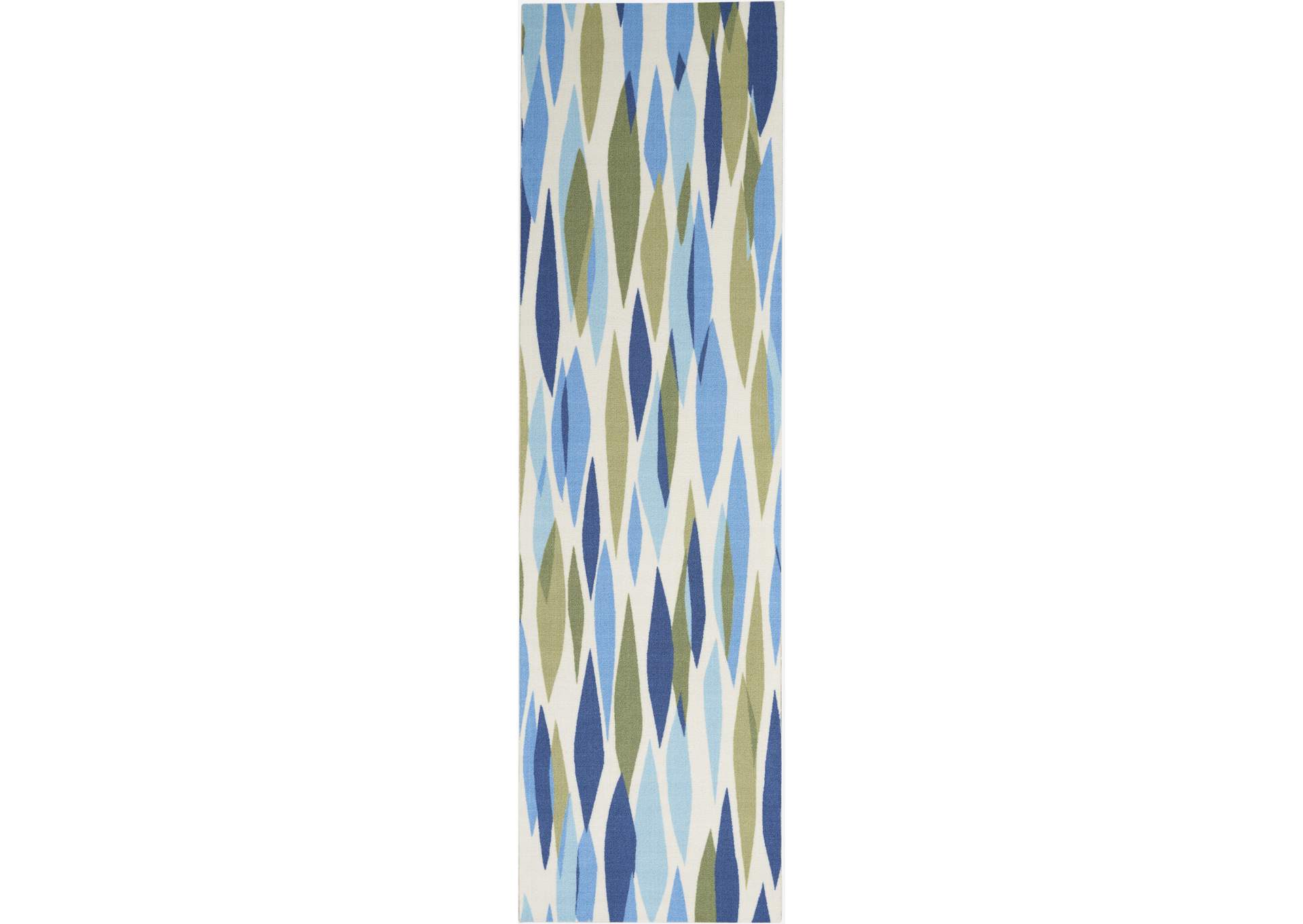 Waverly Sun N Shade SND01 Green 8' Runner Hallway Rug,Nourison