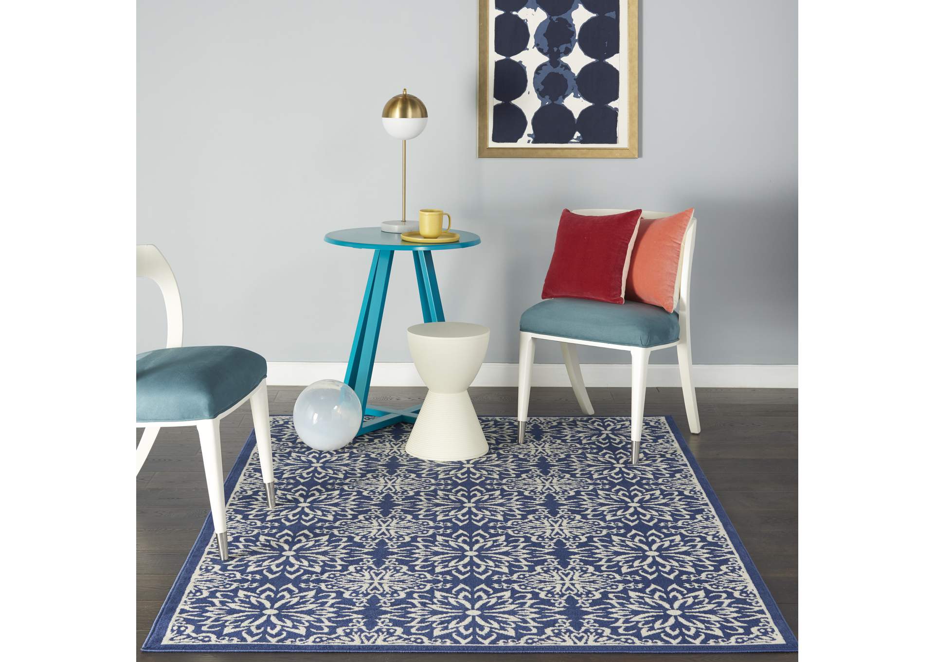 Nourison Jubilant 6' x 9' Navy Ivory Transitional Area Rug,Nourison