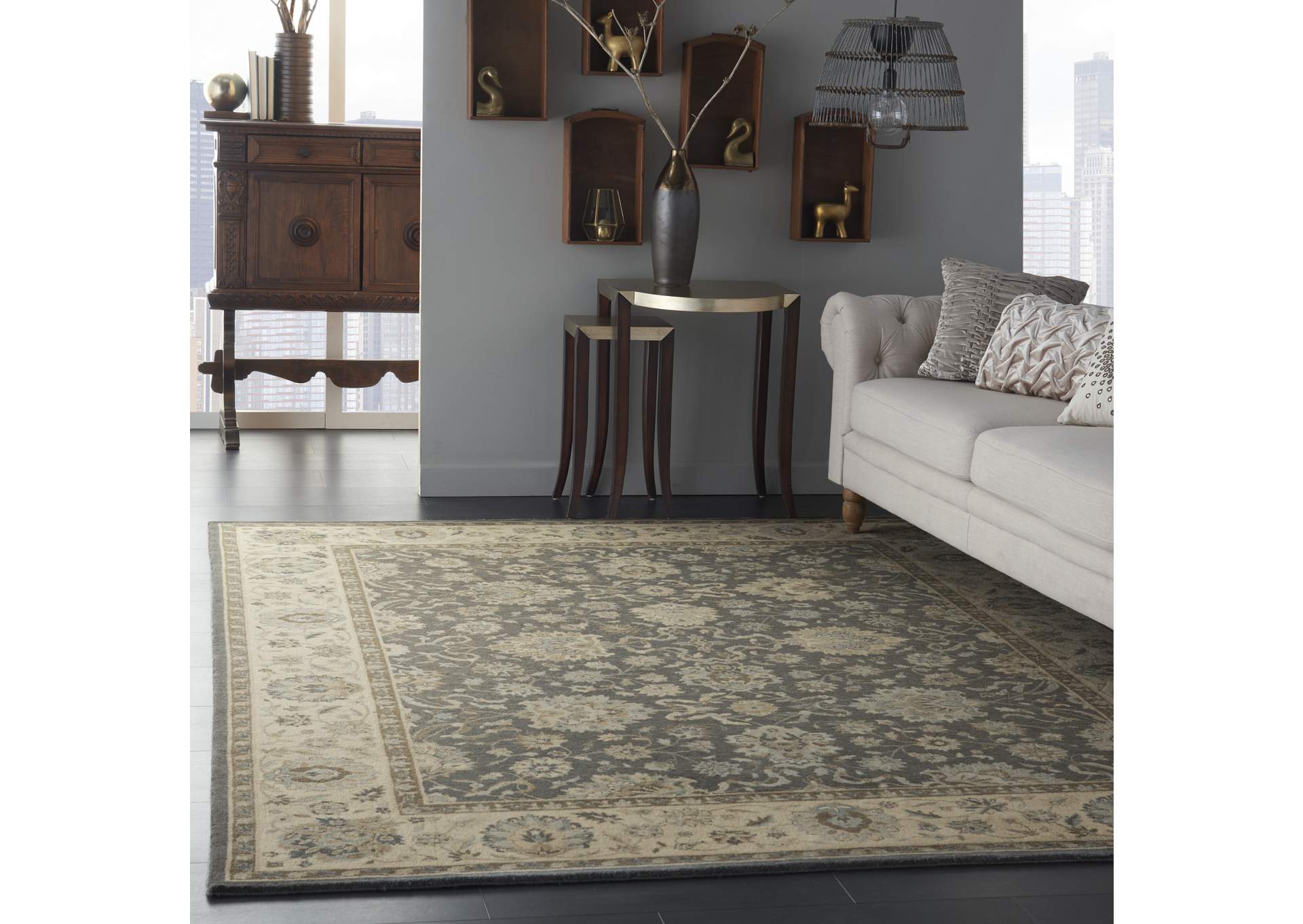 Nourison Living Treasures 10' x 14' Grey and Ivory Area Rug,Nourison
