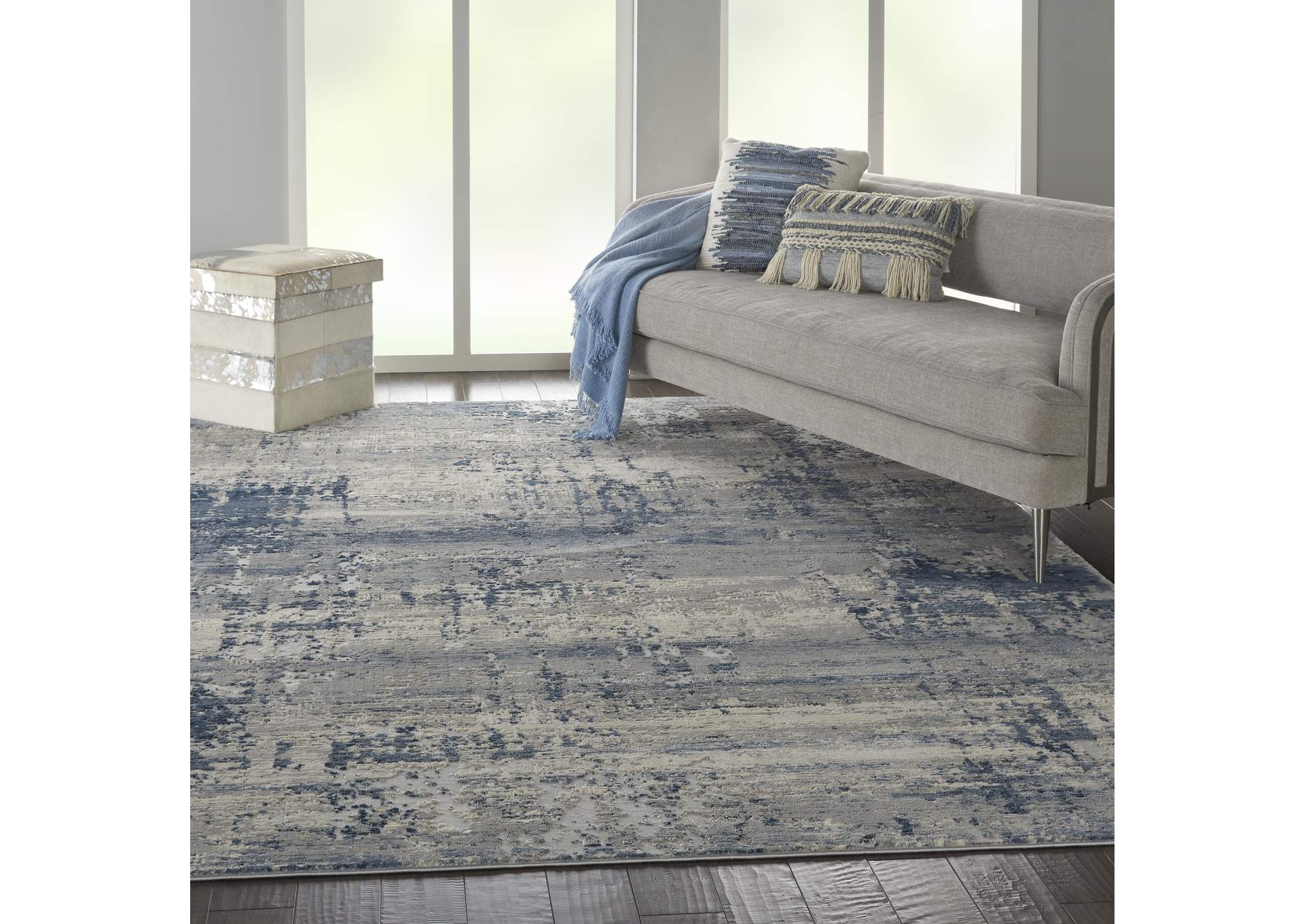Nourison Rustic Textures RUS10 Blue and Grey 9'x13' Oversized Rug,Nourison