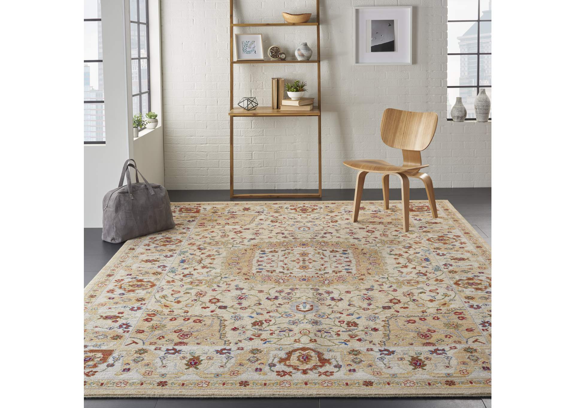 Nourison Majestic 9'x12' Light Orange Multicolor Persian Area Rug,Nourison