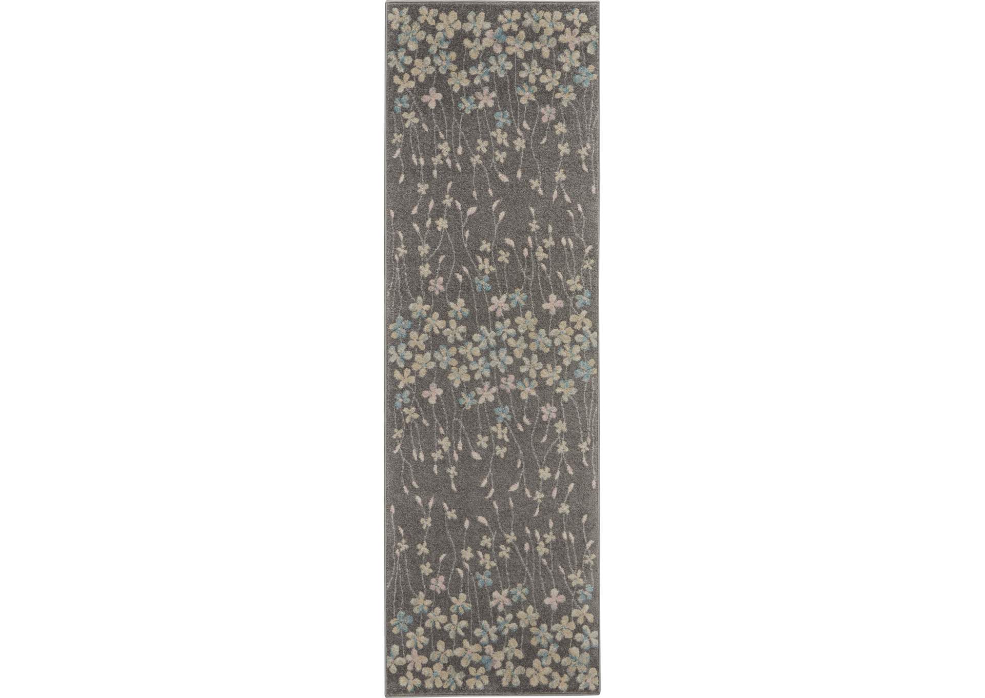 Nourison Tranquil TRA04 Grey 7' Runner Hallway Rug,Nourison