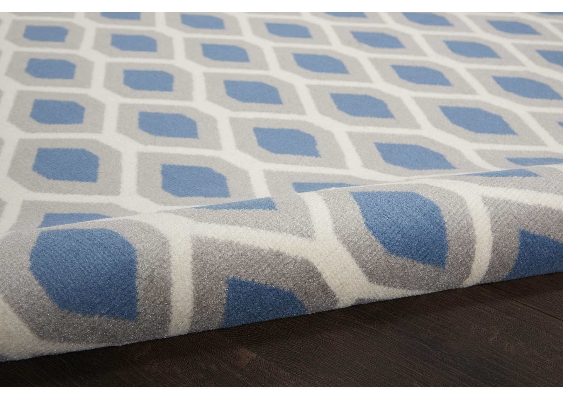 Nourison Grafix GRF22 Blue and Grey 8'x10' Large Rug,Nourison