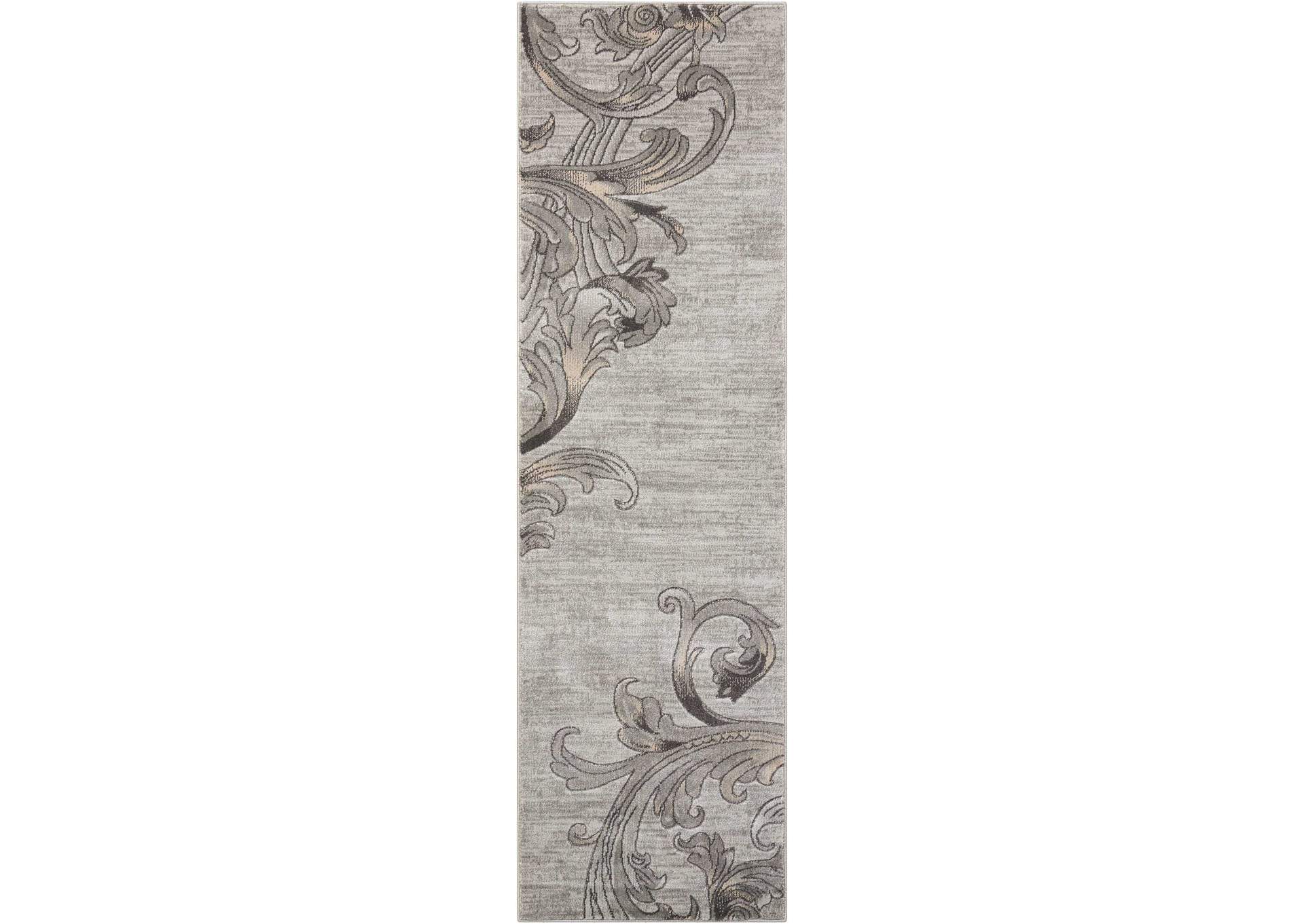 Nourison Maxell MAE05 Grey 8' Runner Hallway Rug,Nourison