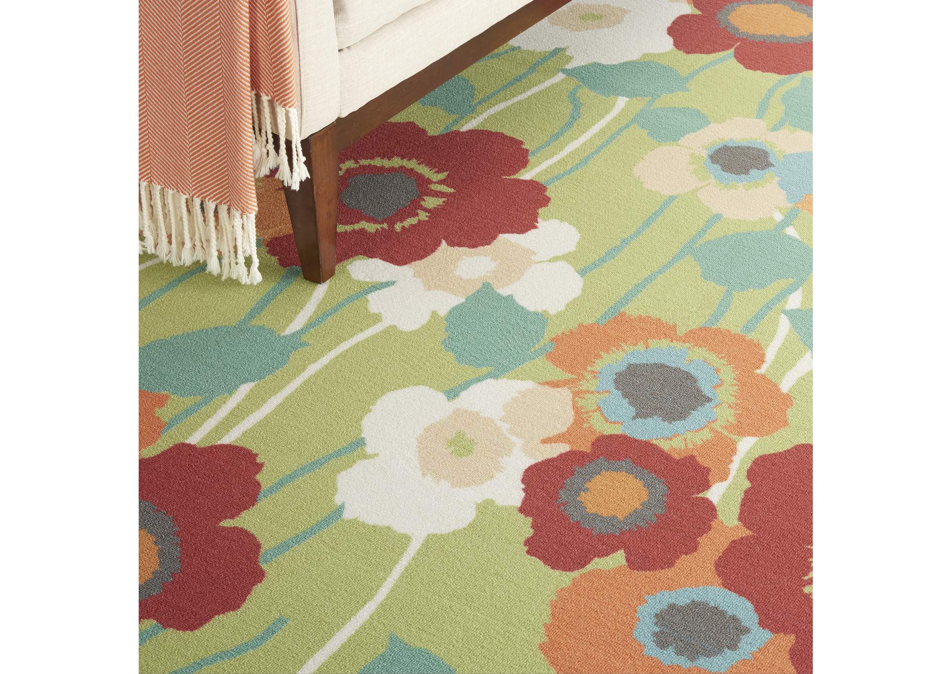 Waverly Sun N Shade SND27 Green 10'x14' Rug,Nourison