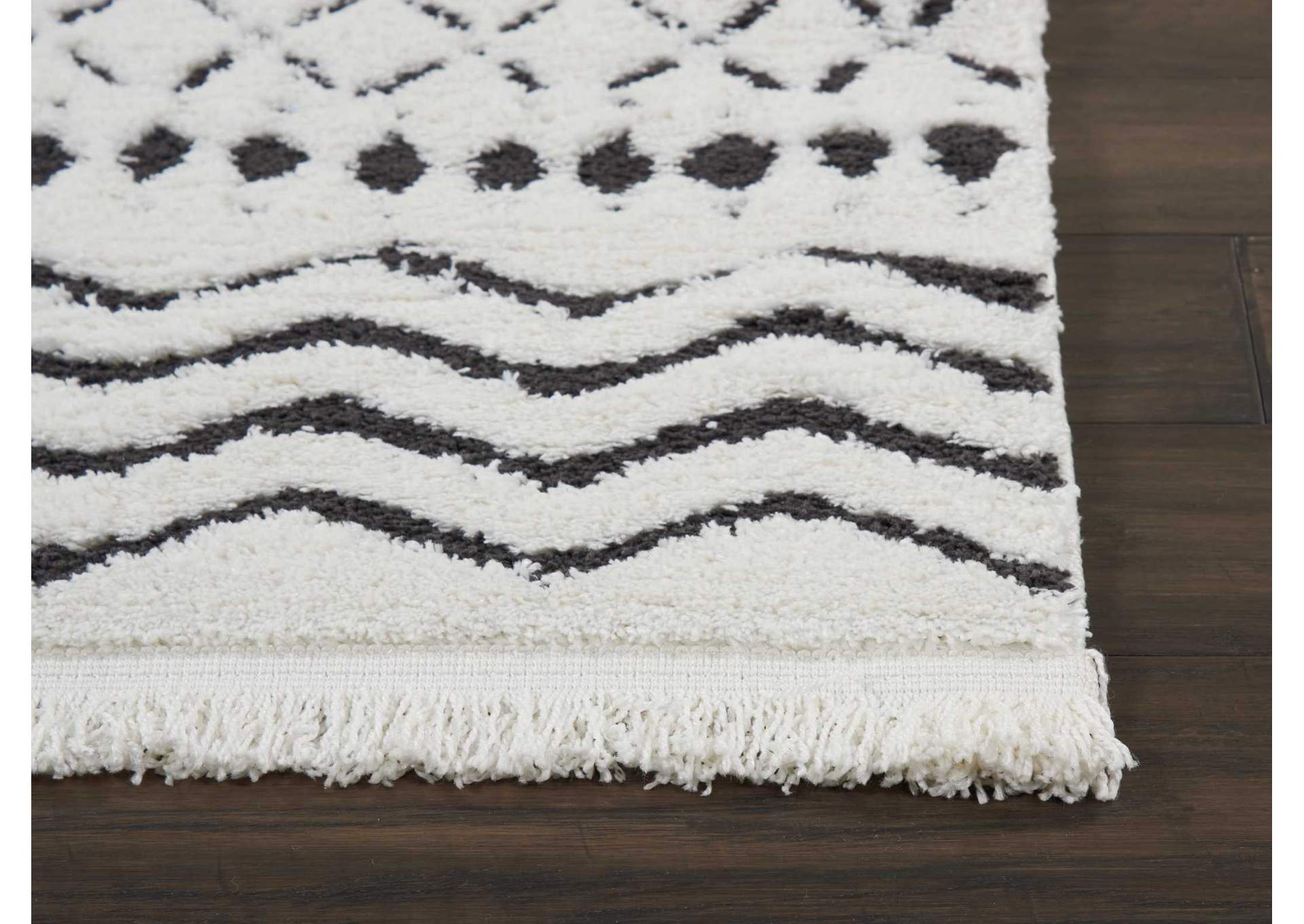 Nourison Kamala DS501 White and Blue 8' Runner Hallway Rug,Nourison