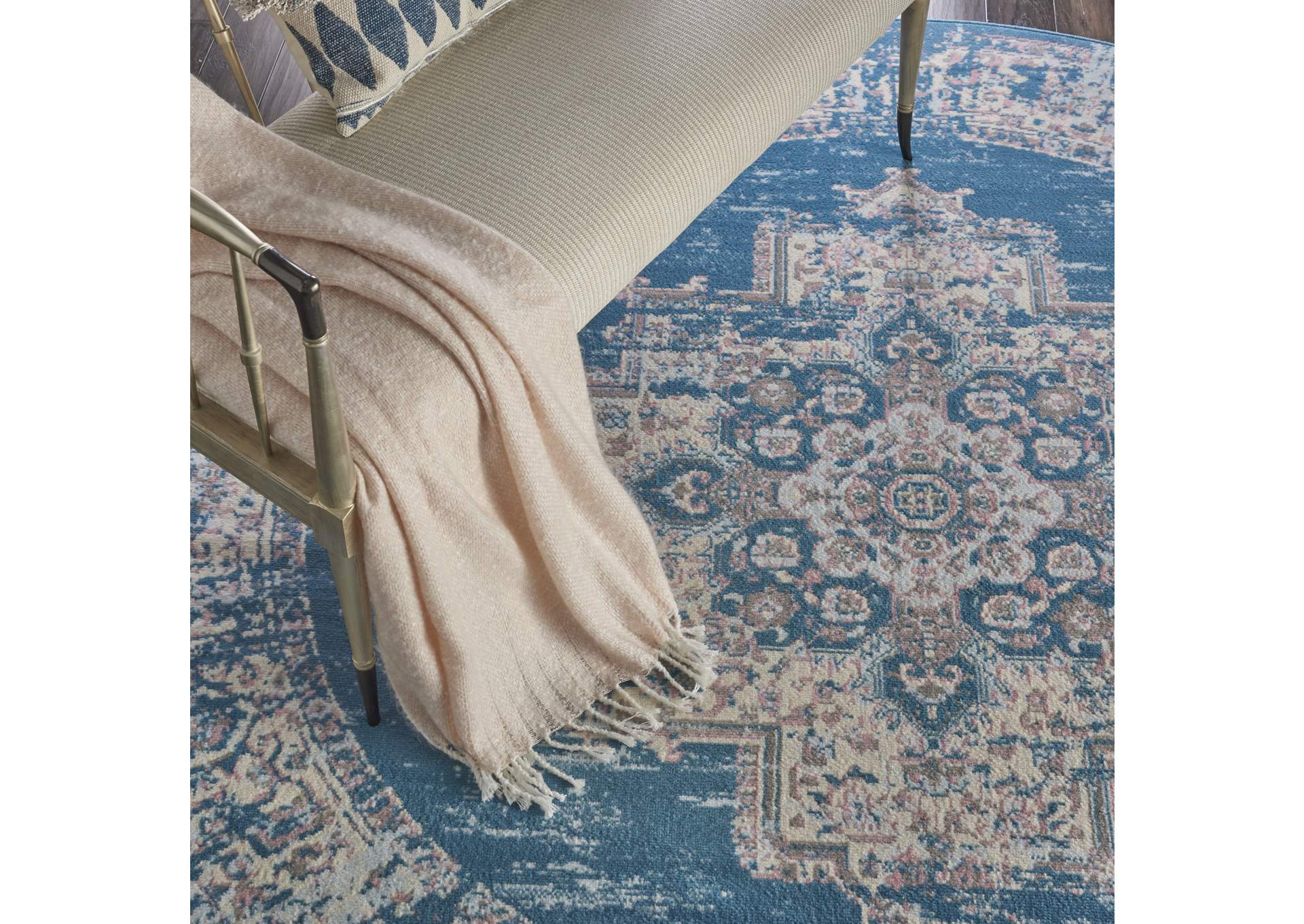 Nourison Grafix GRF14 Blue 8' Round Large Rug,Nourison