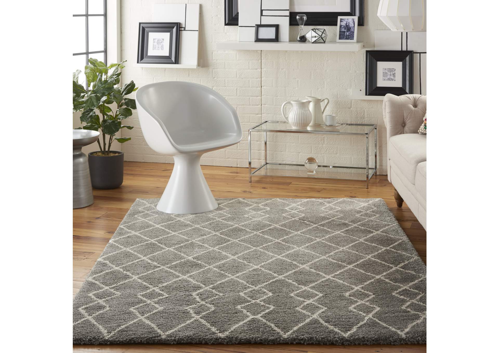 Nourison Martil MAT01 Grey 5'x7' Moroccan Area Rug,Nourison