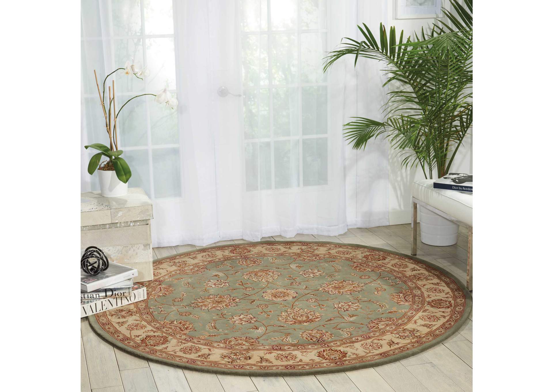 Nourison 2000 2210 Blue 8' Round Area Rug,Nourison