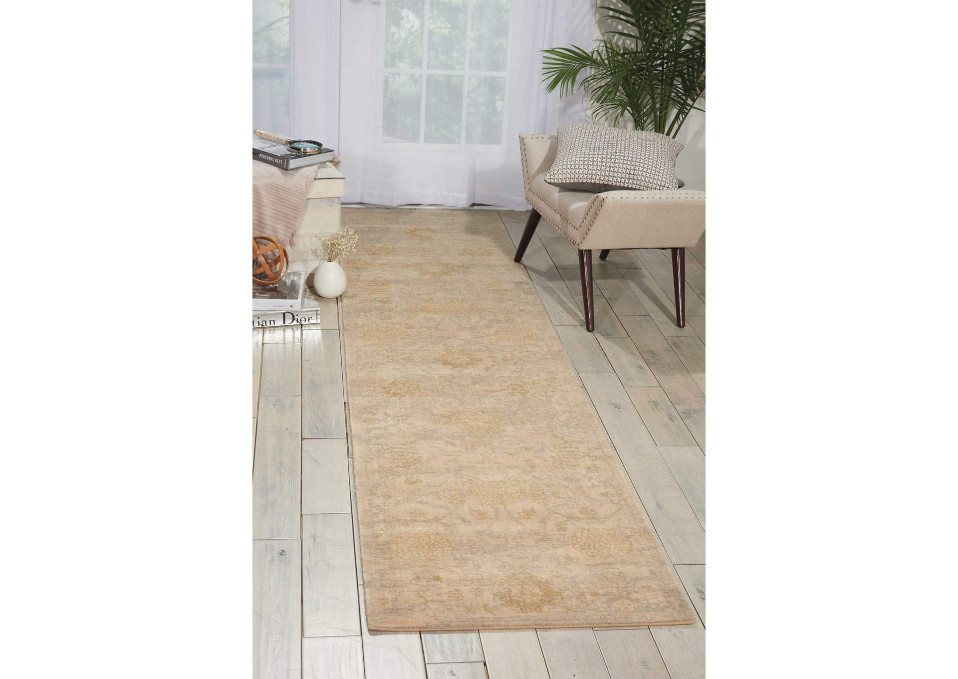 Nourison Silken Allure SLK12 Beige 10' Runner Hallway Rug,Nourison
