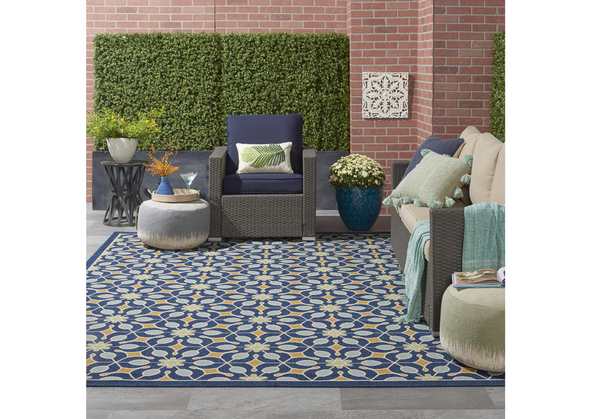 Nourison Caribbean CRB07 Navy Blue 7'x10' Large Rug,Nourison