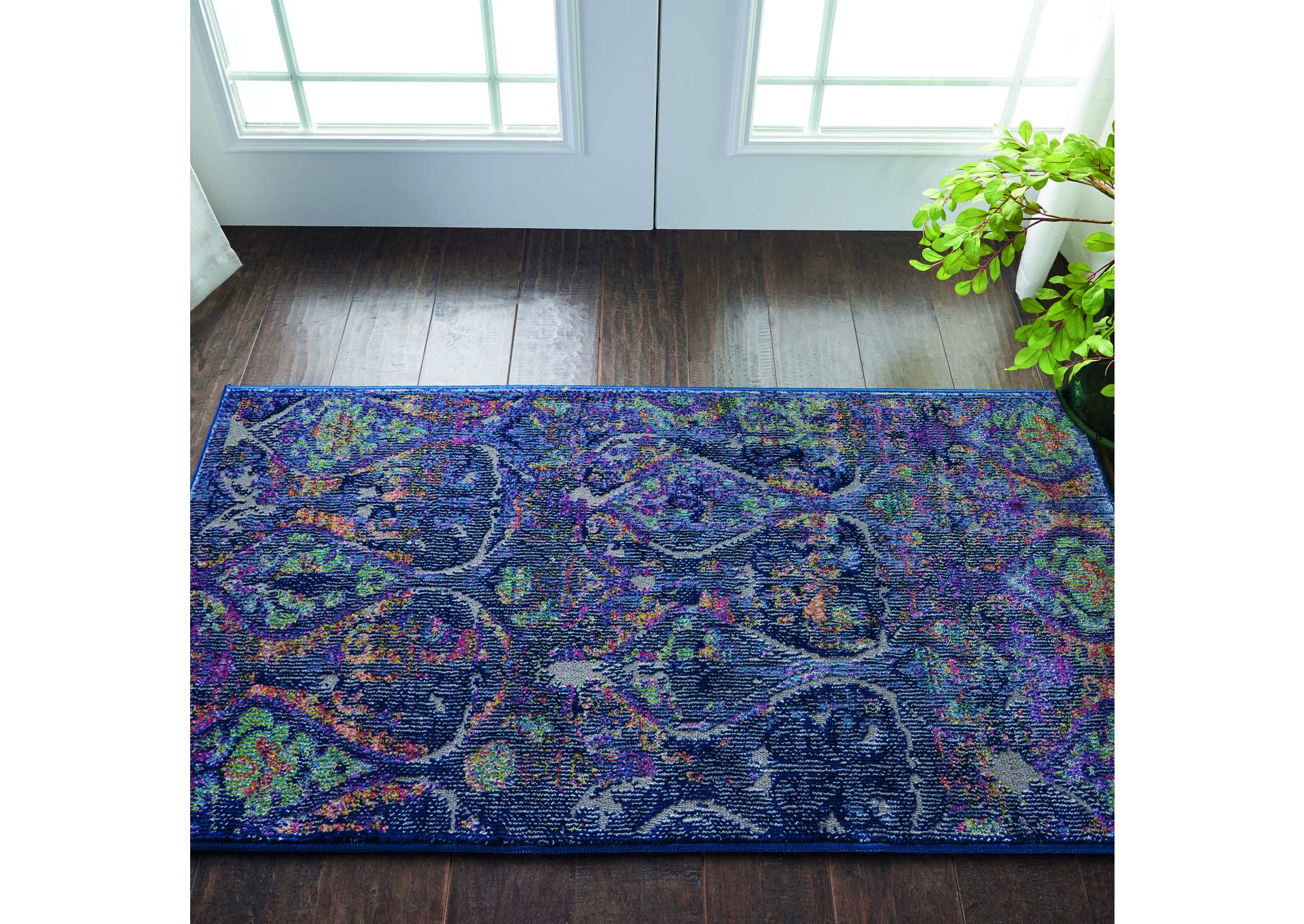 Nourison Ankara Global ANR08 Navy Blue Multicolor Moroccan Area Rug,Nourison