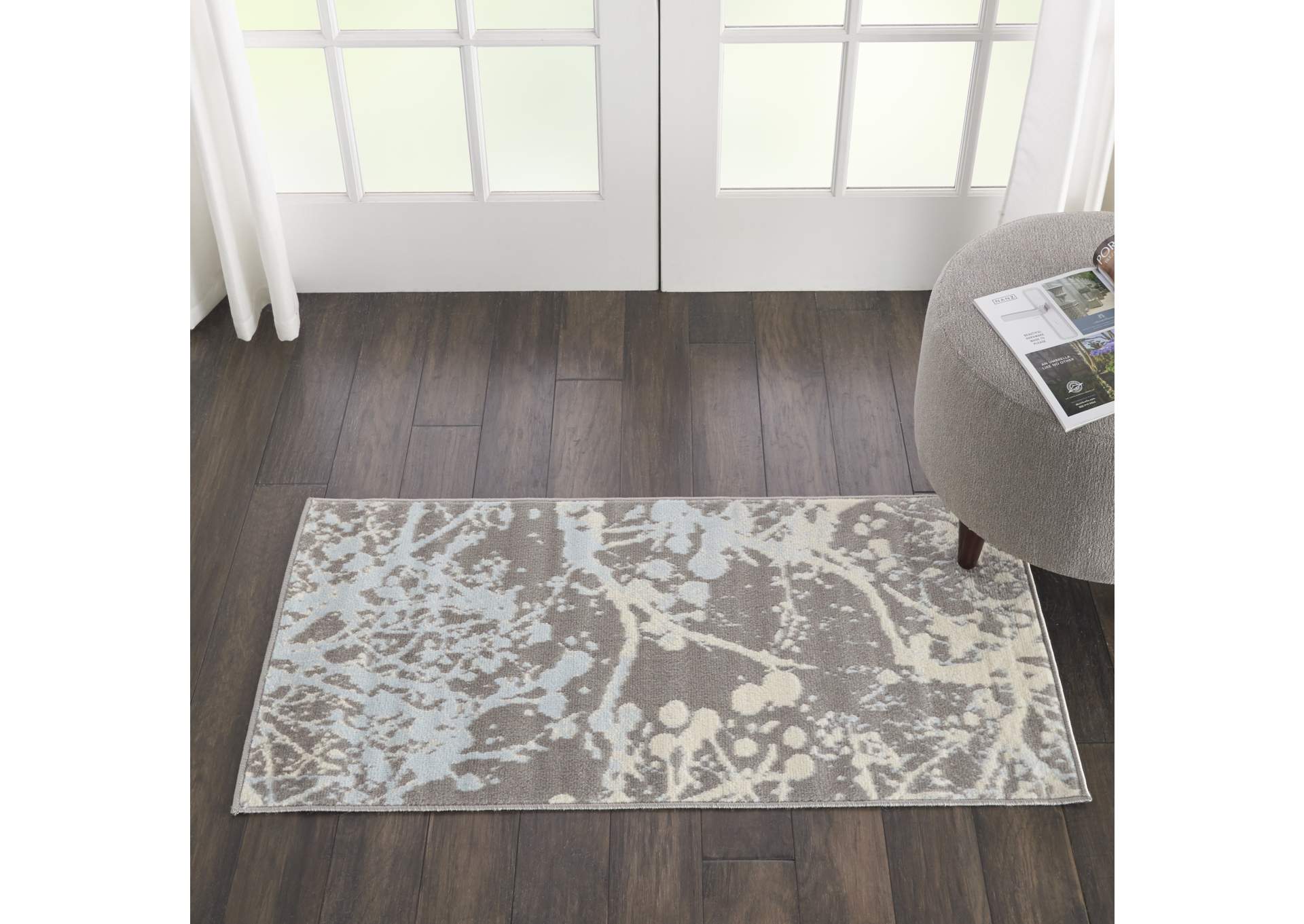 Nourison Jubilant 2' x 4' Small Grey and Blue Nature-inspired Area Rug,Nourison