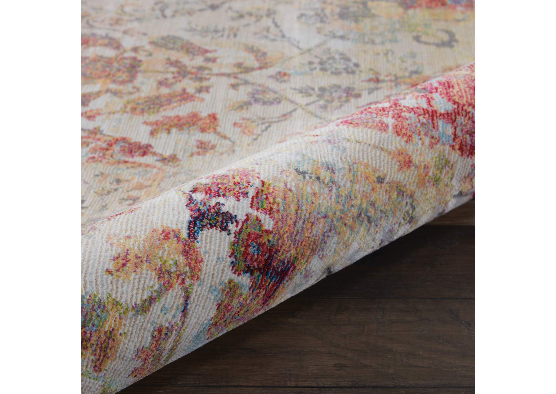 Nourison Ankara Global ANR06 White and Orange 4' Round French Country Area Rug,Nourison