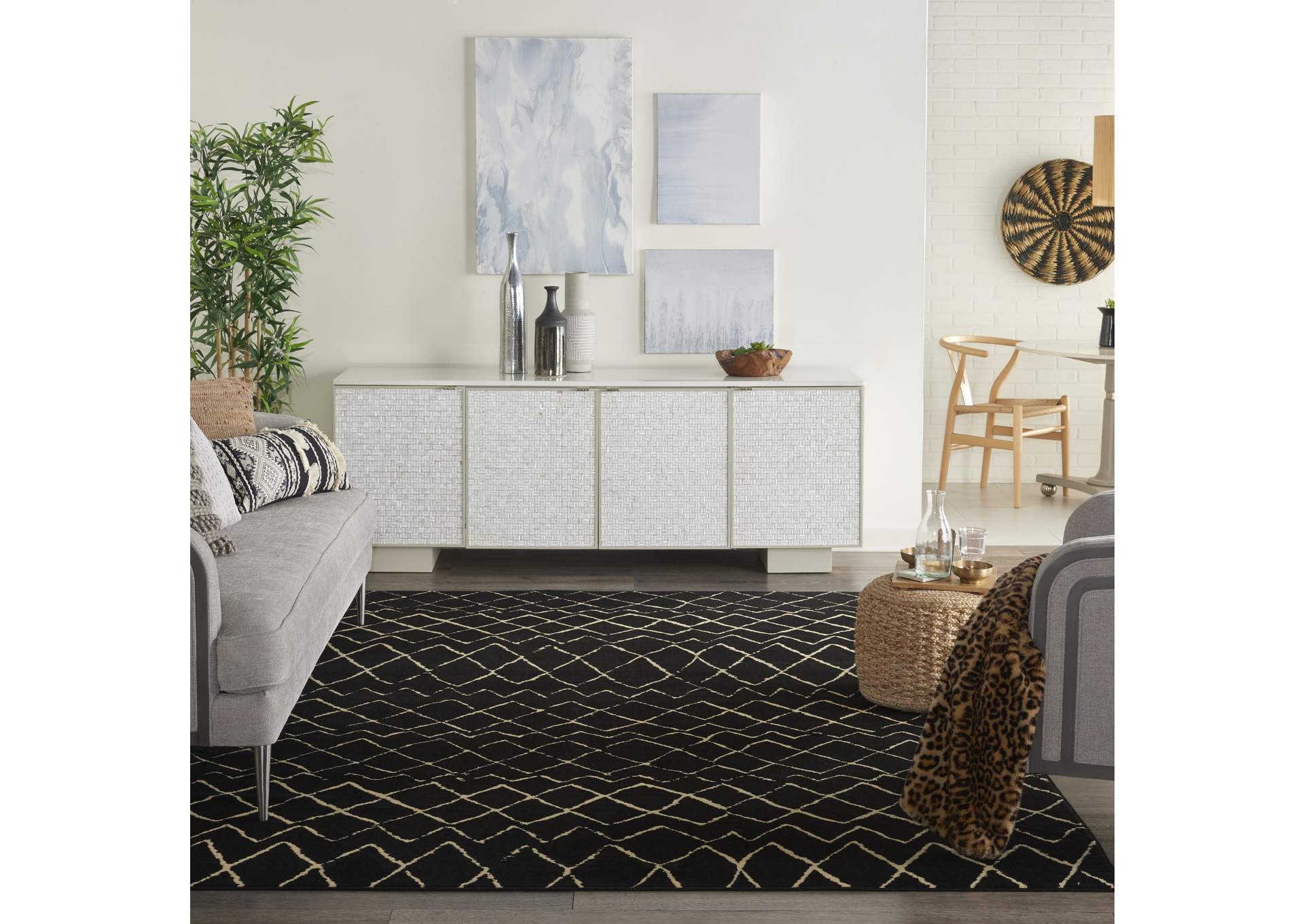 Nourison Grafix GRF04 Black 6'x9' Area Rug,Nourison