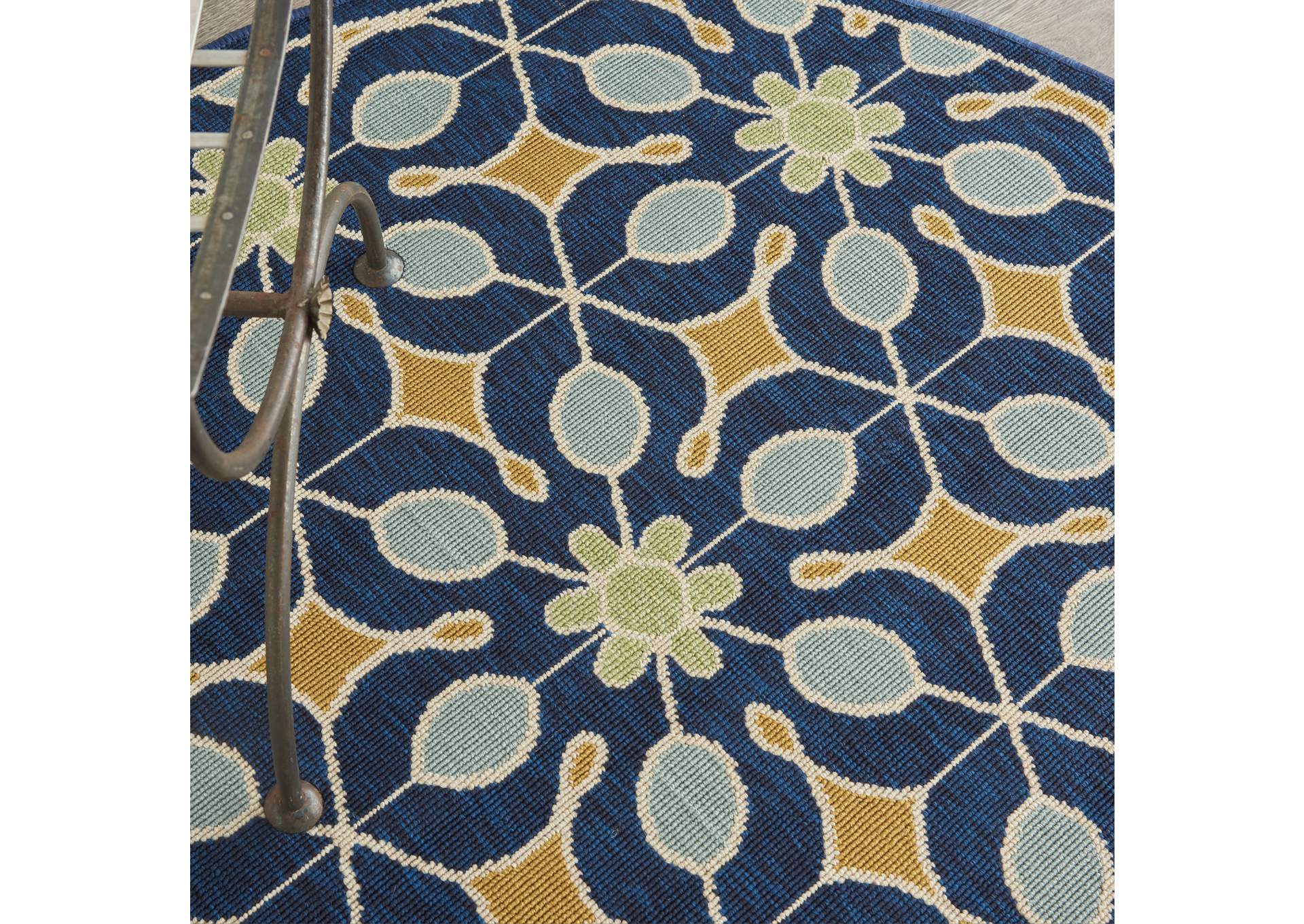 Nourison Caribbean CRB07 Navy Blue 4' Round Area Rug,Nourison