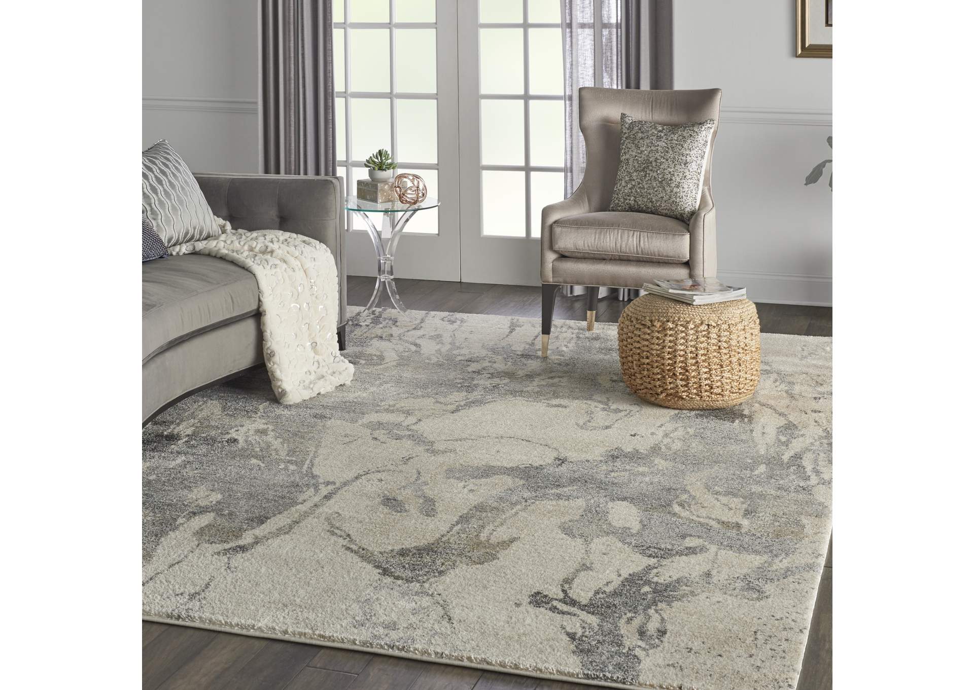 Nourison Fusion FSS16 Beige and Grey 10'x13' Oversized Rug,Nourison