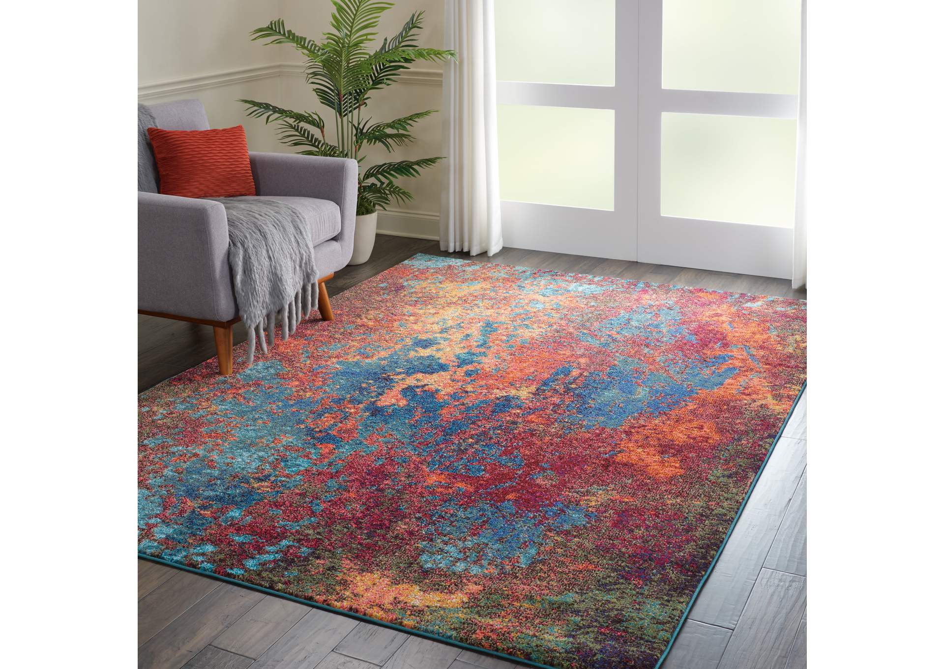 Nourison Celestial CES08 Blue and Red 8'x11' Oversized Rug,Nourison