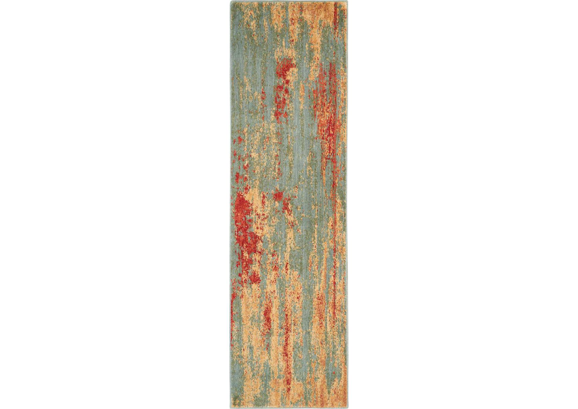 Nourison Somerset ST91 Teal Multicolor 8' Runner Hallway Rug,Nourison