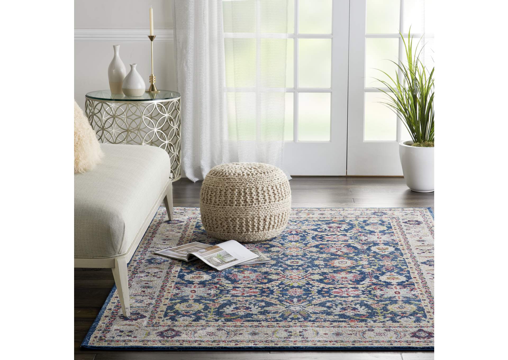 Nourison Ankara Global ANR13 Navy Blue Multicolor 4'x6' Persian Area Rug,Nourison