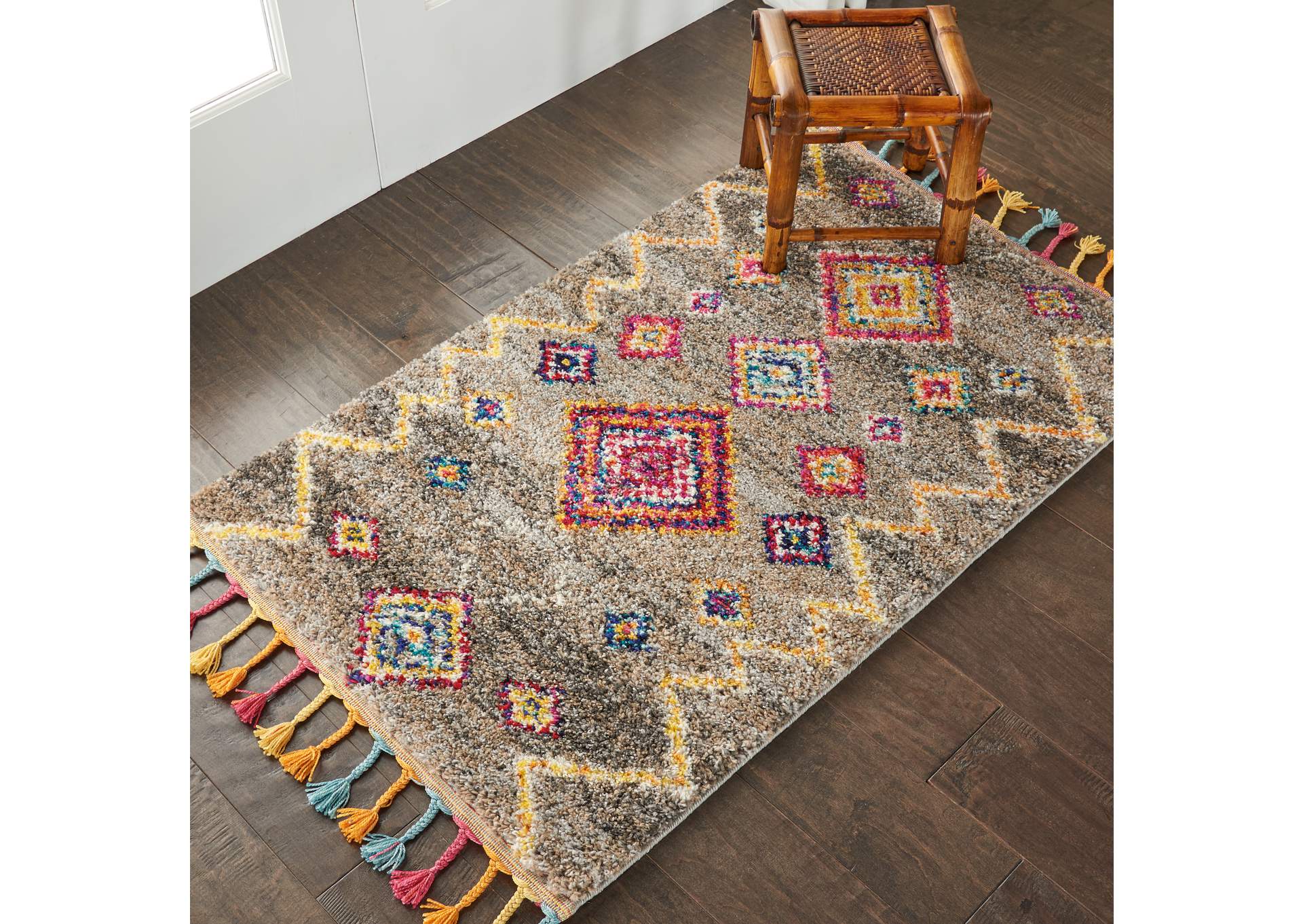 Nourison Nomad 2' X 4' Grey Multicolor Scandinavian Area Rug,Nourison