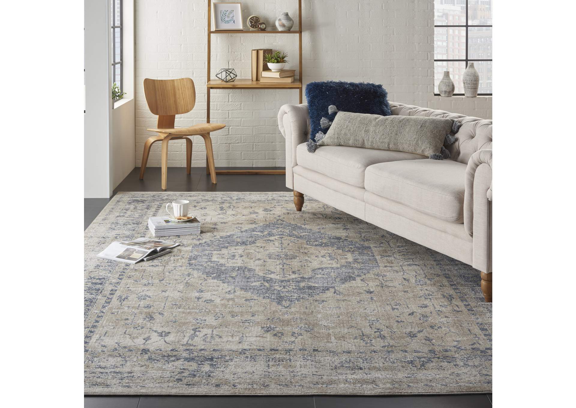 Malta by kathy ireland Home MAI11 Ivory/Blue 9'x12' Area Rug,Nourison