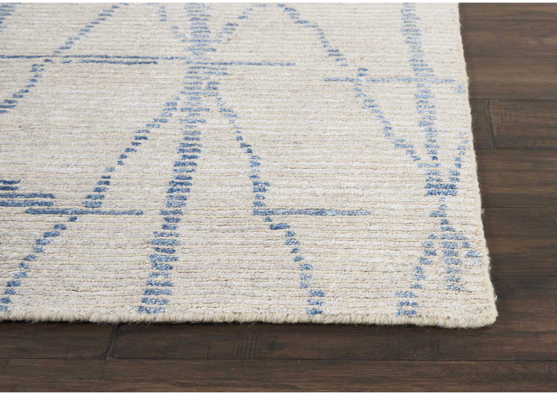 Nourison Ellora ELL02 Ivory and Blue 10'x14' Oversized Handmade Rug,Nourison