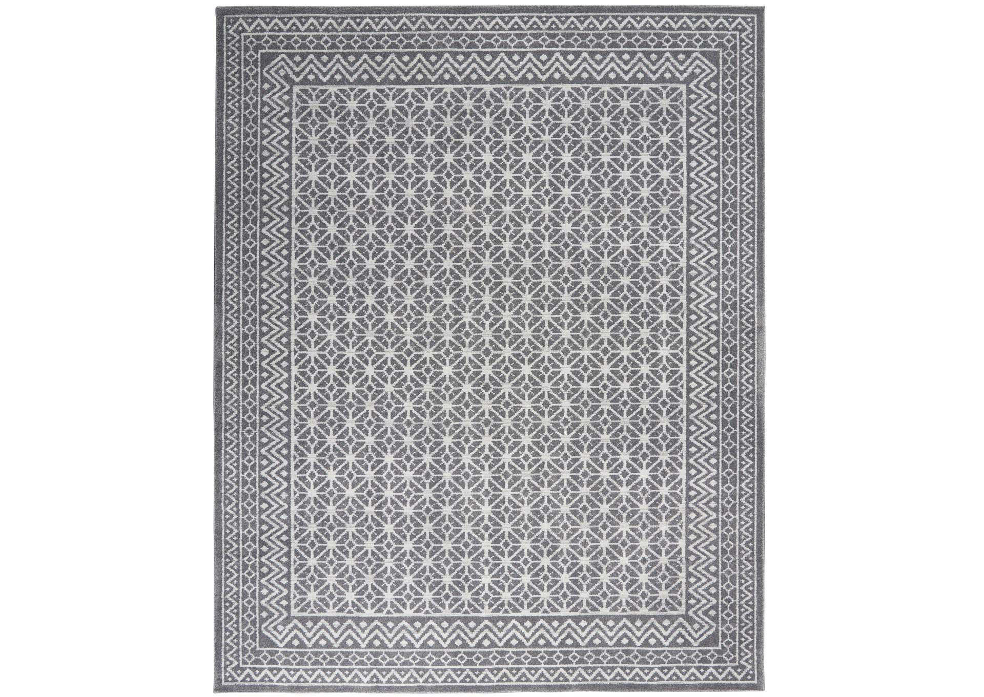 Nourison Palermo 7' x 10' Charcoal Grey and Silver Distressed Bohemian Area Rug,Nourison